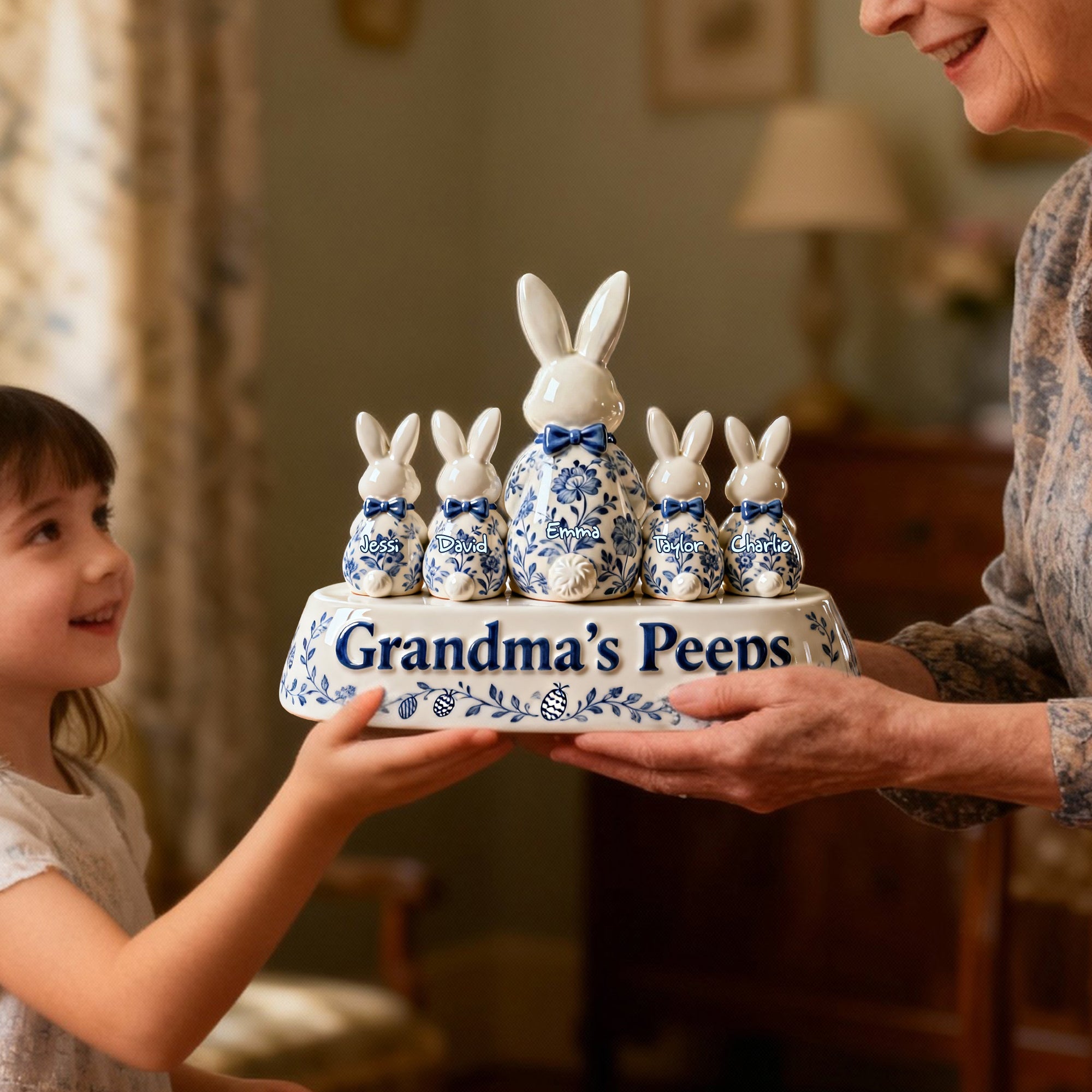 Toile de jouy Grandma Peeps Acrylic Plaque - Personalized Gifts For Easter Day Grandma Plaque 06NALU290126