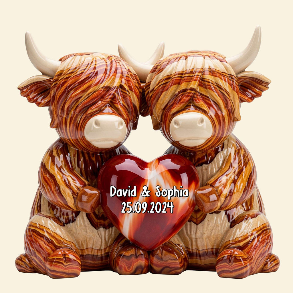 Highland Cow Couple Acrylic Plaque - Personalized Gifts For Couple 03natn190625