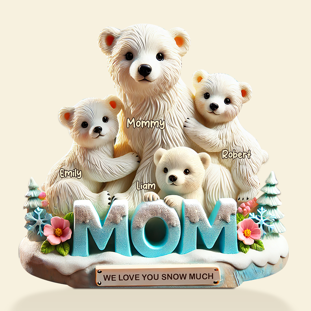 Polar Bear Mom Plaque - Personalized Gifts For Mom 02hupu170425