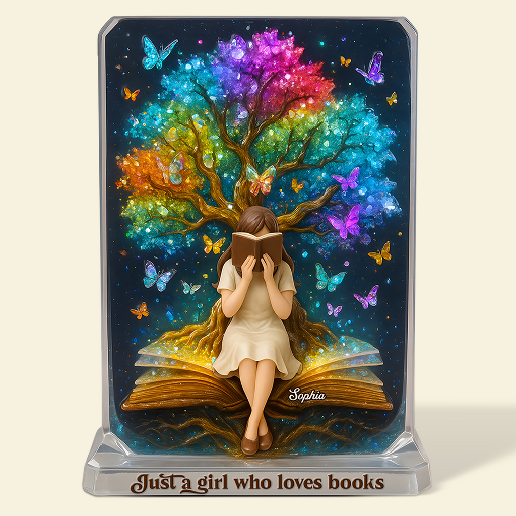Reading Girl Acrylic Plaque - Personalized Gifts For Book Lovers 01topu160625