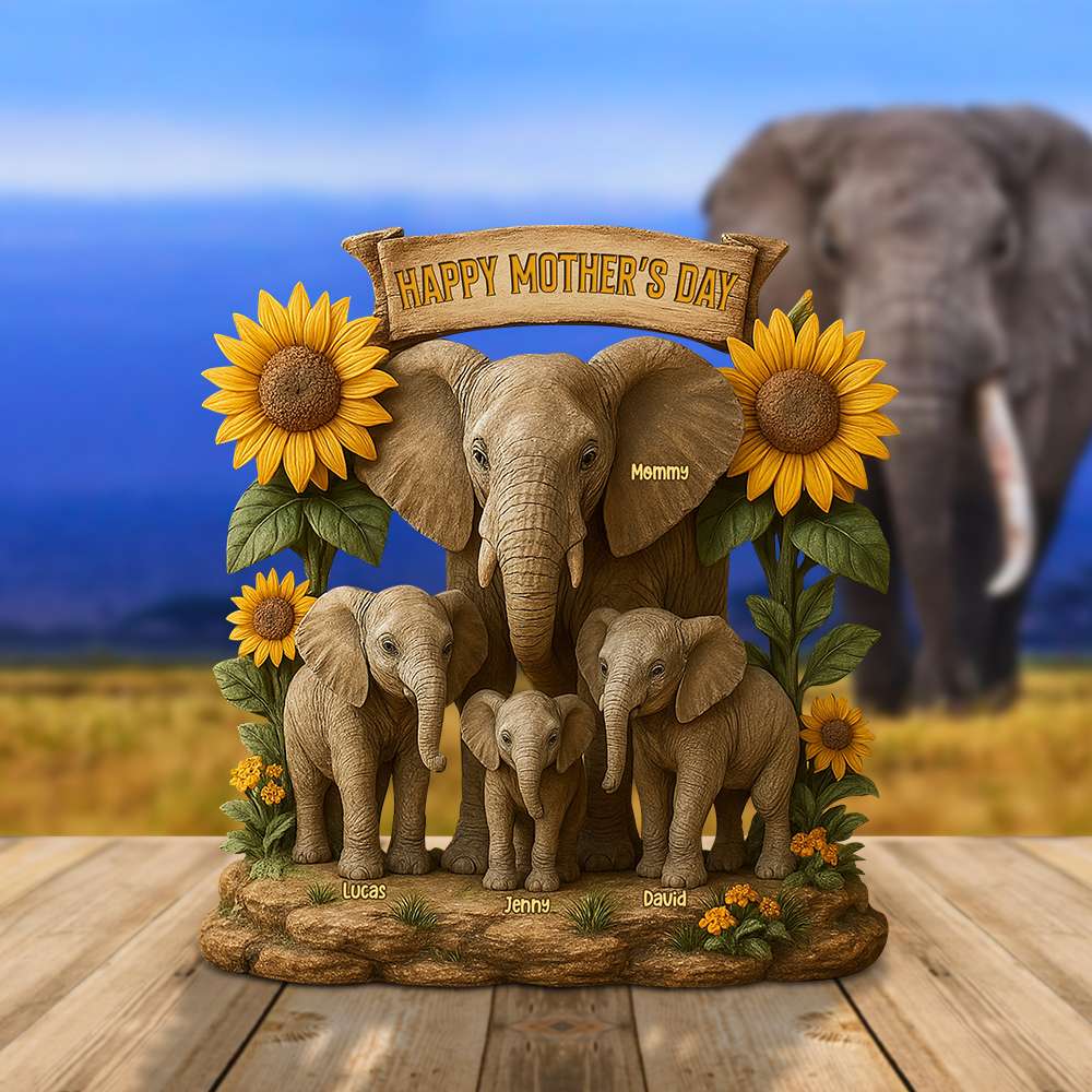 Elephant Mom Plaque - Personalized Christmas Gifts For Mom 01xqtn080425