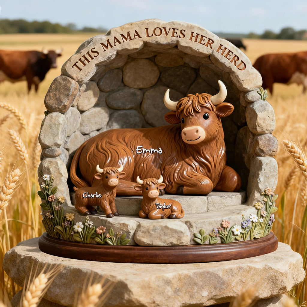 Highland Cow Family Acrylic Plaque - Personalized Gifts For Mom 03KILU050226