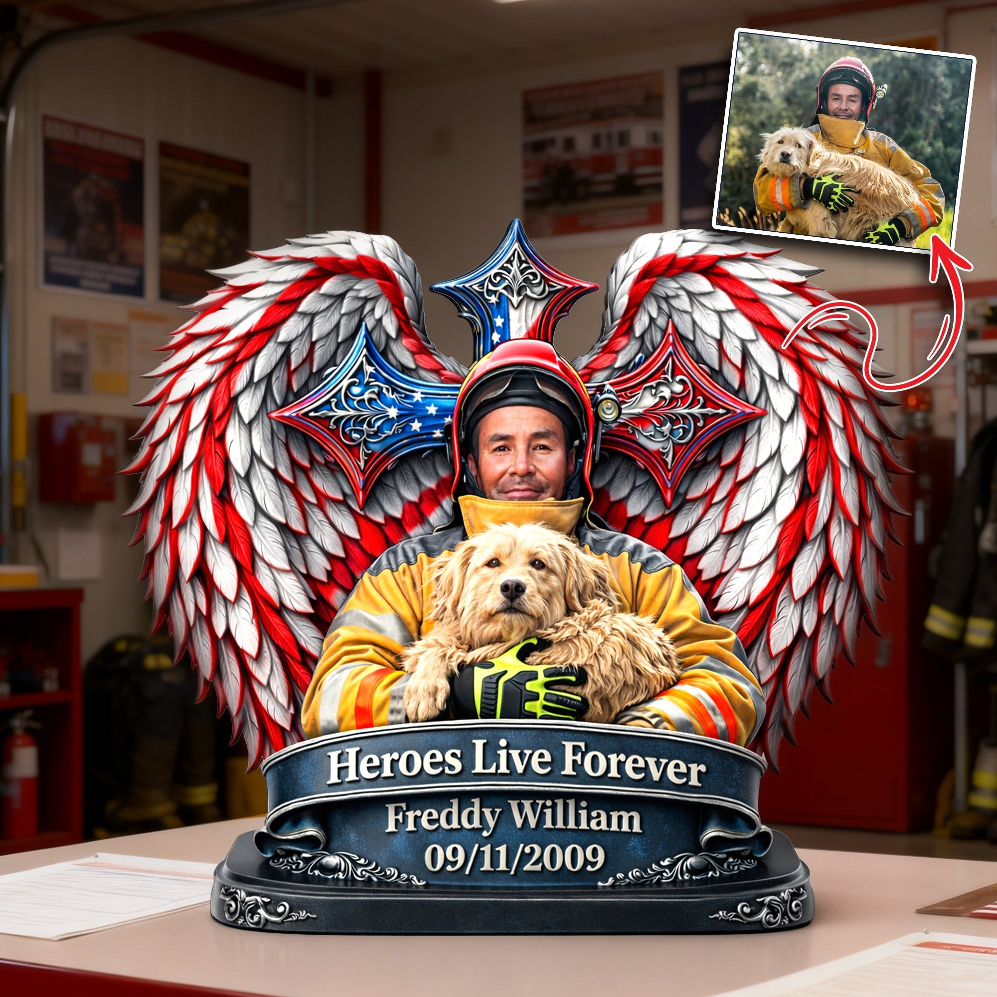 Heroes Live Forever Acrylic Plaque - Personalized Memorial Gift For Firefighter 01HULU300126