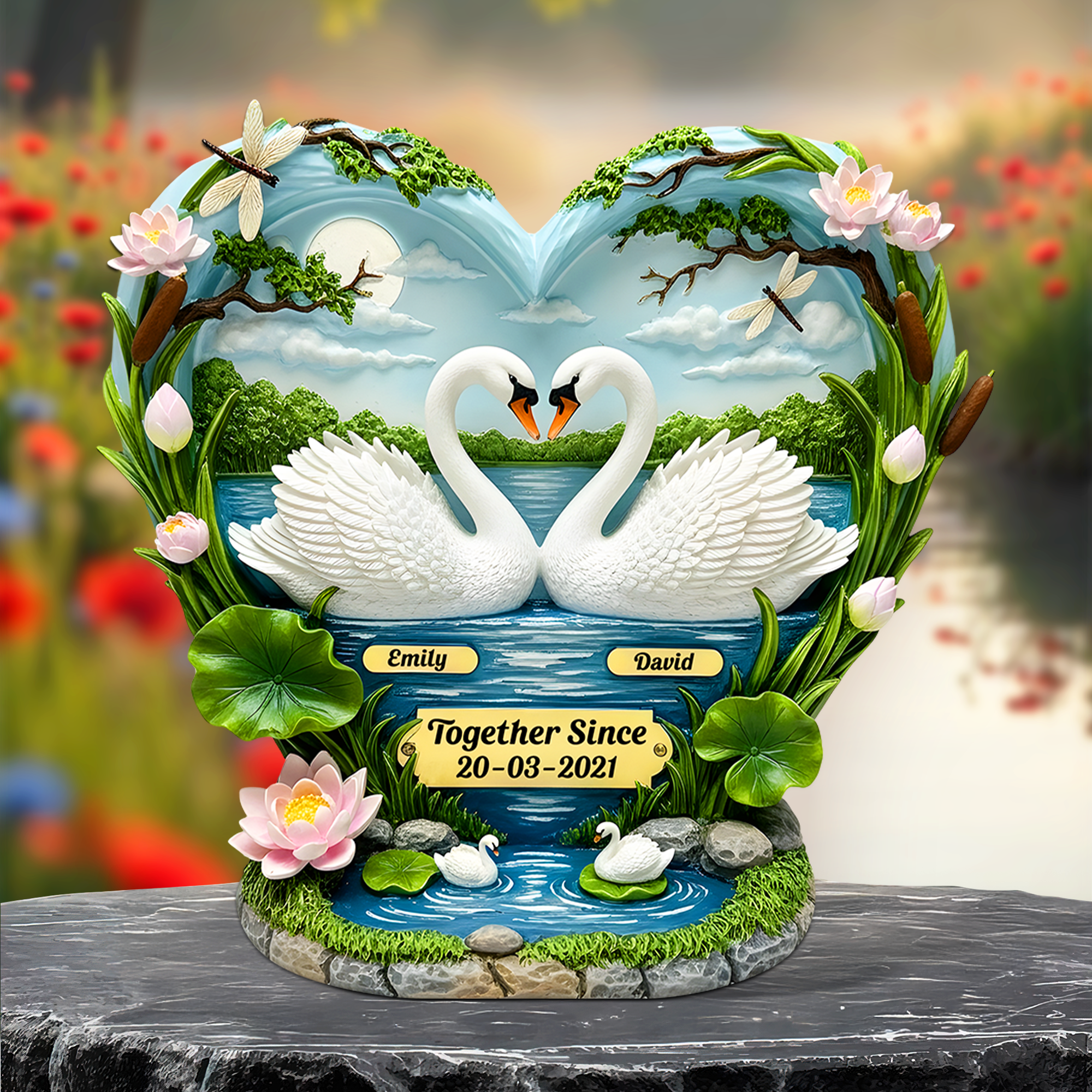 Swan Couple Acrylic Plaque - Personalized Gifts For Couple 03tgpu130625