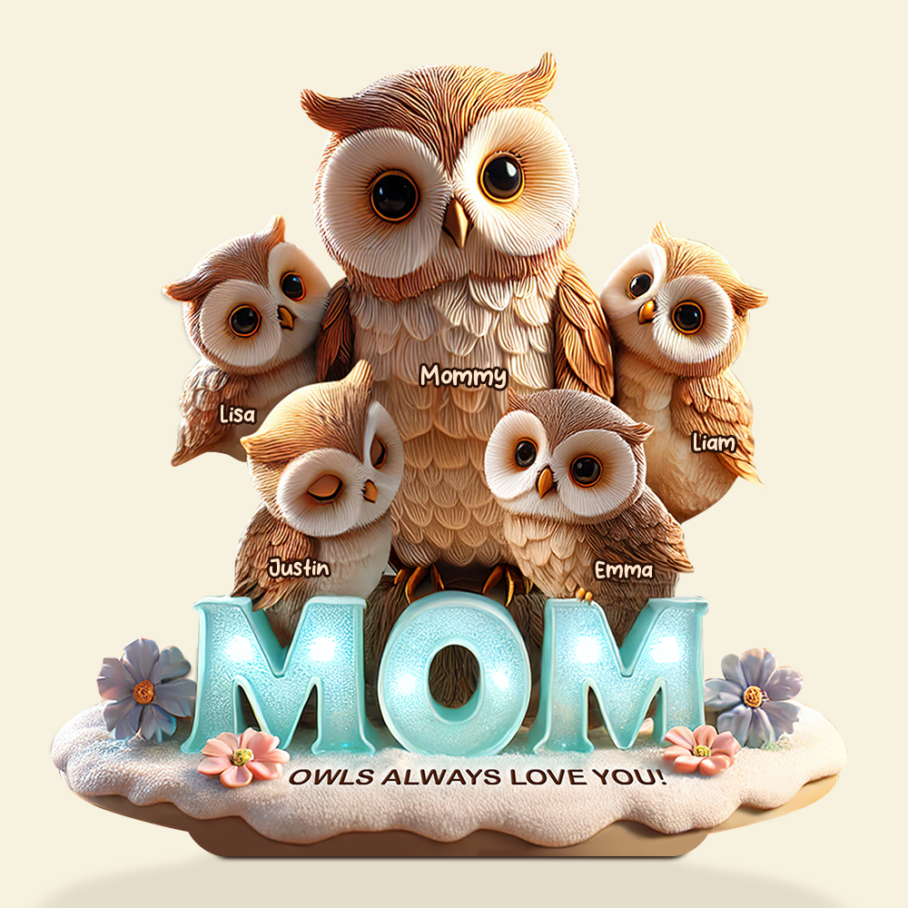Owl Mom Plaque - Personalized Gifts For Mom 01hupu170425