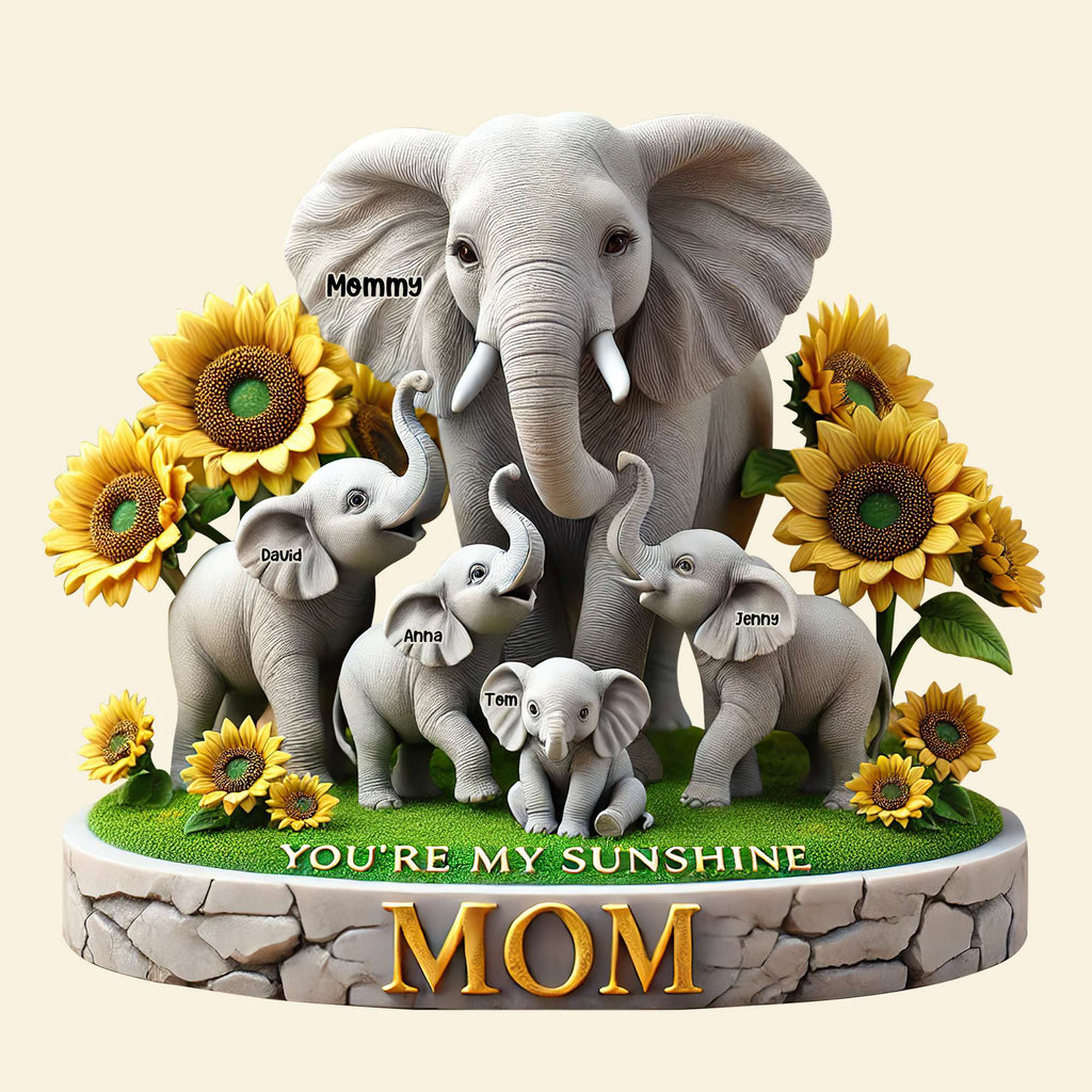 Elephant Mom Plaque - Personalized Gift For Mom 01HUTN190425