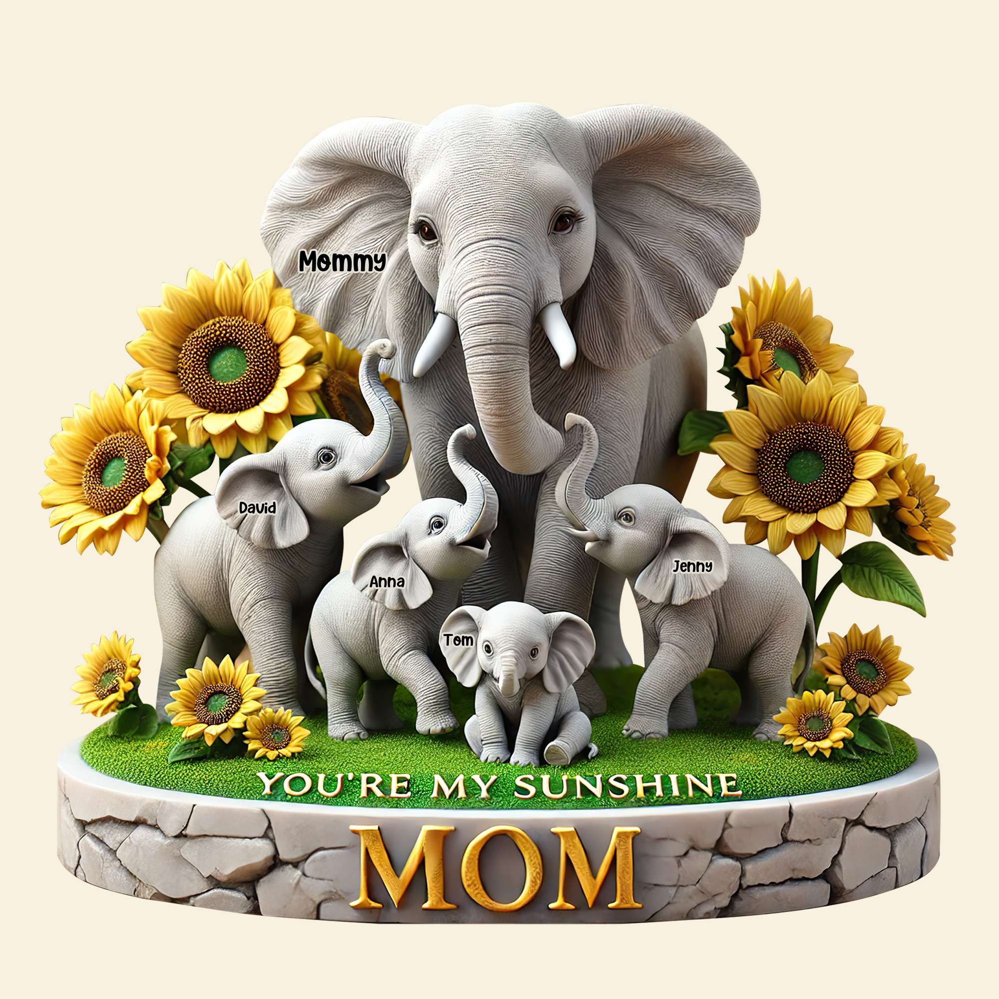 Elephant Mom Plaque - Personalized Gift For Mom 01HUTN190425