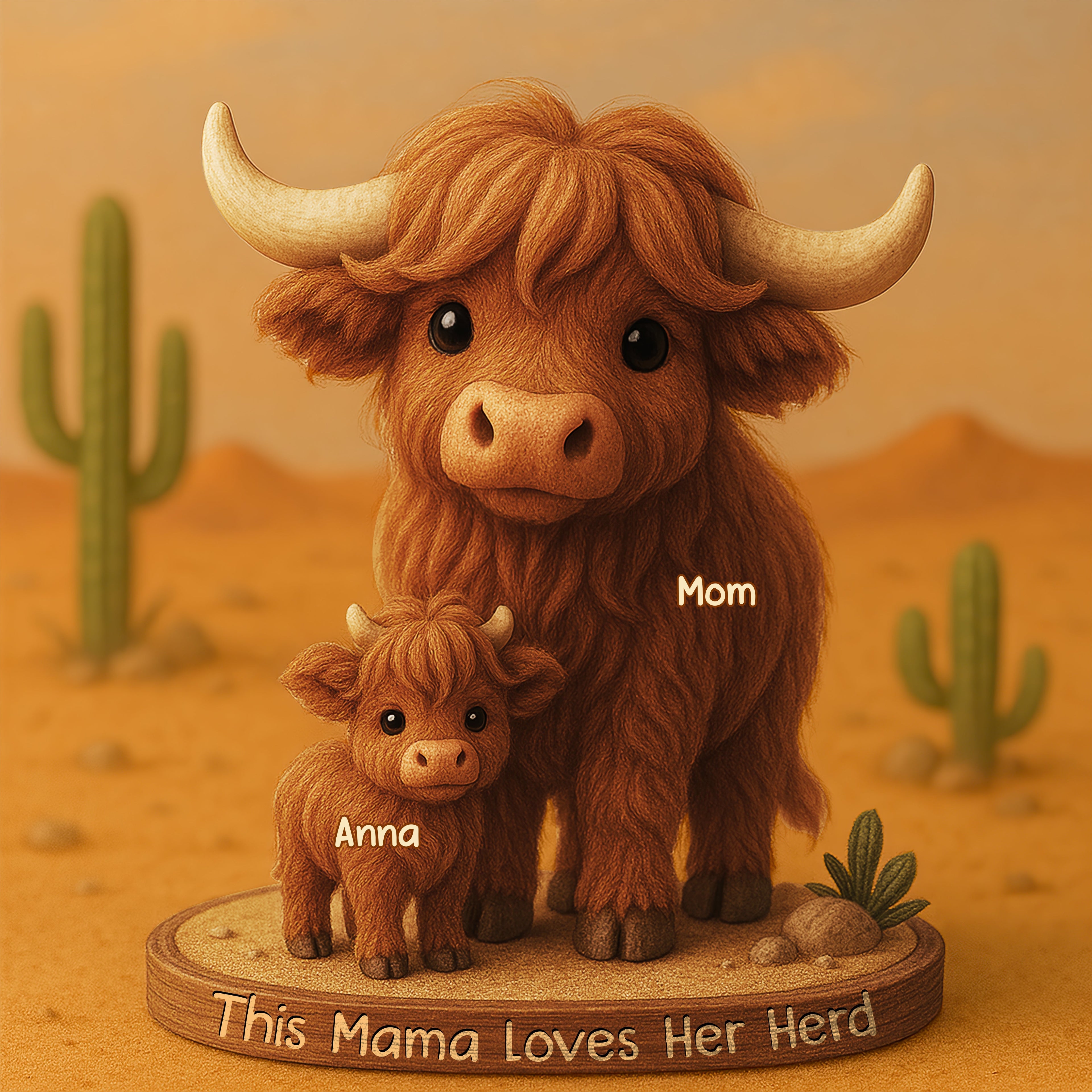 Highland Cow Mama Acrylic Plaque - Personalized Christmas Gifts For Mom 03XQDT150425