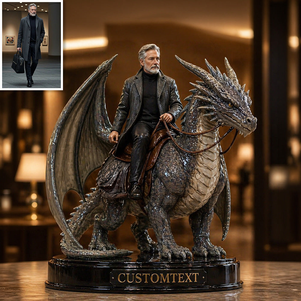 Personalized photo ceramic style knight dragon figurine