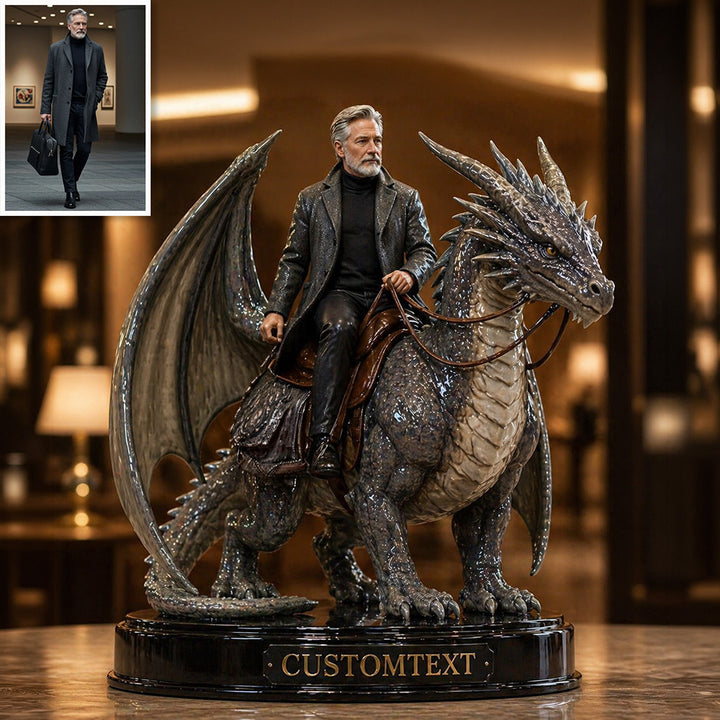 Personalized photo ceramic style knight dragon figurine