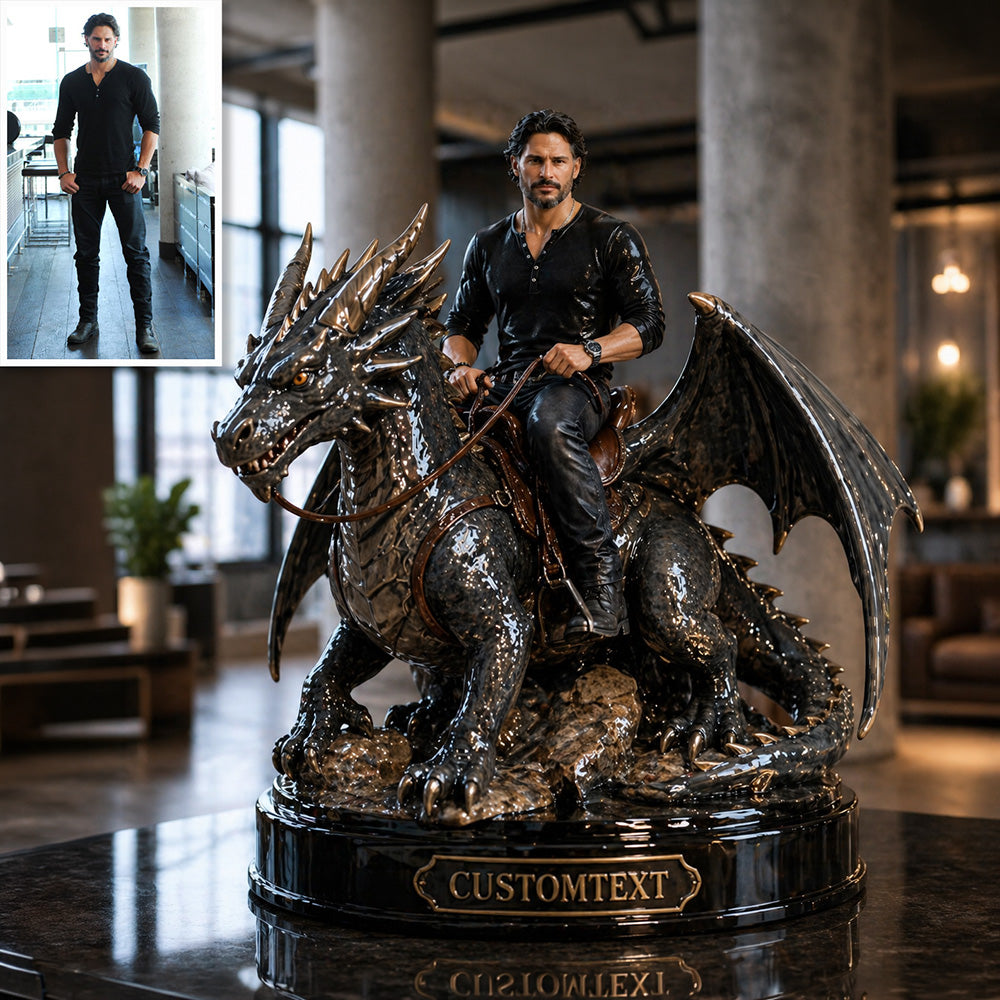 Personalized photo ceramic style knight dragon figurine