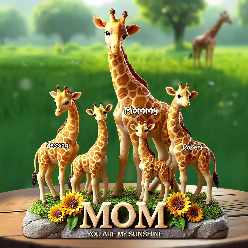 Giraffe Mom Plaque - Personalized Gifts For Mom 02hupu210425