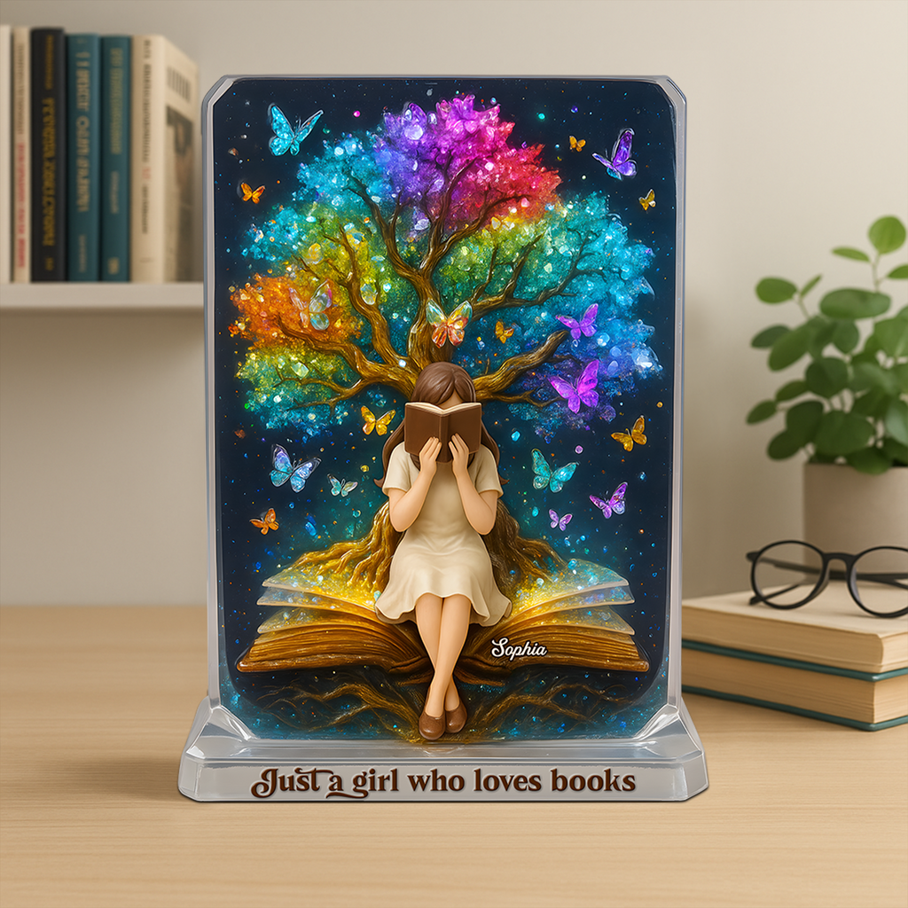 Reading Girl Acrylic Plaque - Personalized Gifts For Book Lovers 01topu160625