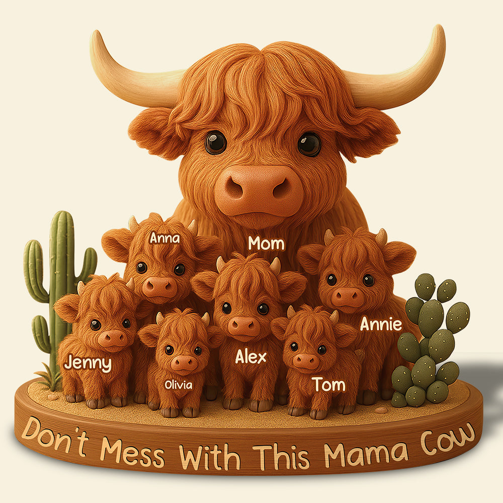 Highland Cow Mama Acrylic Plaque - Personalized Christmas Gifts For Mom 03XQDT150425