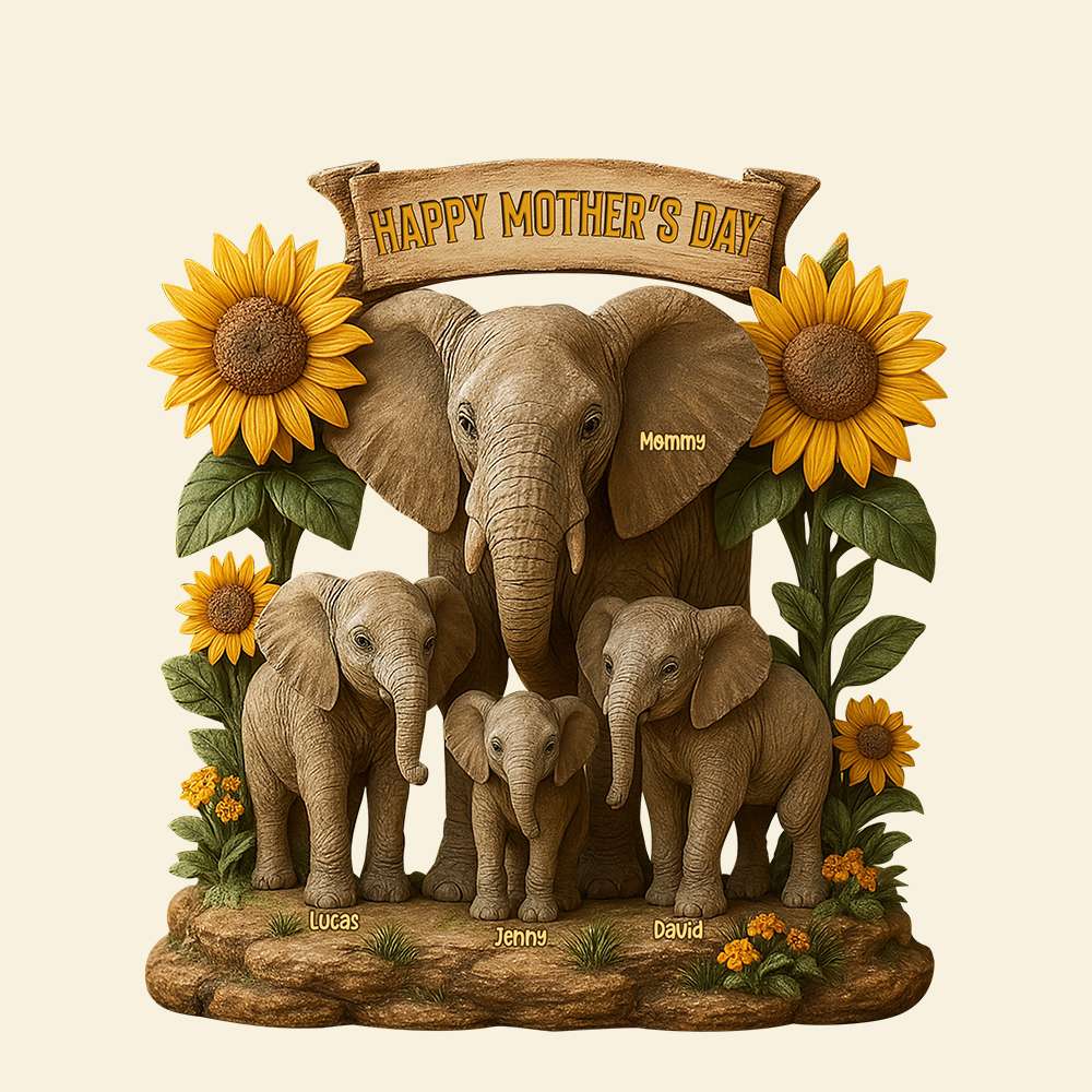 Elephant Mom Plaque - Personalized Christmas Gifts For Mom 01xqtn080425