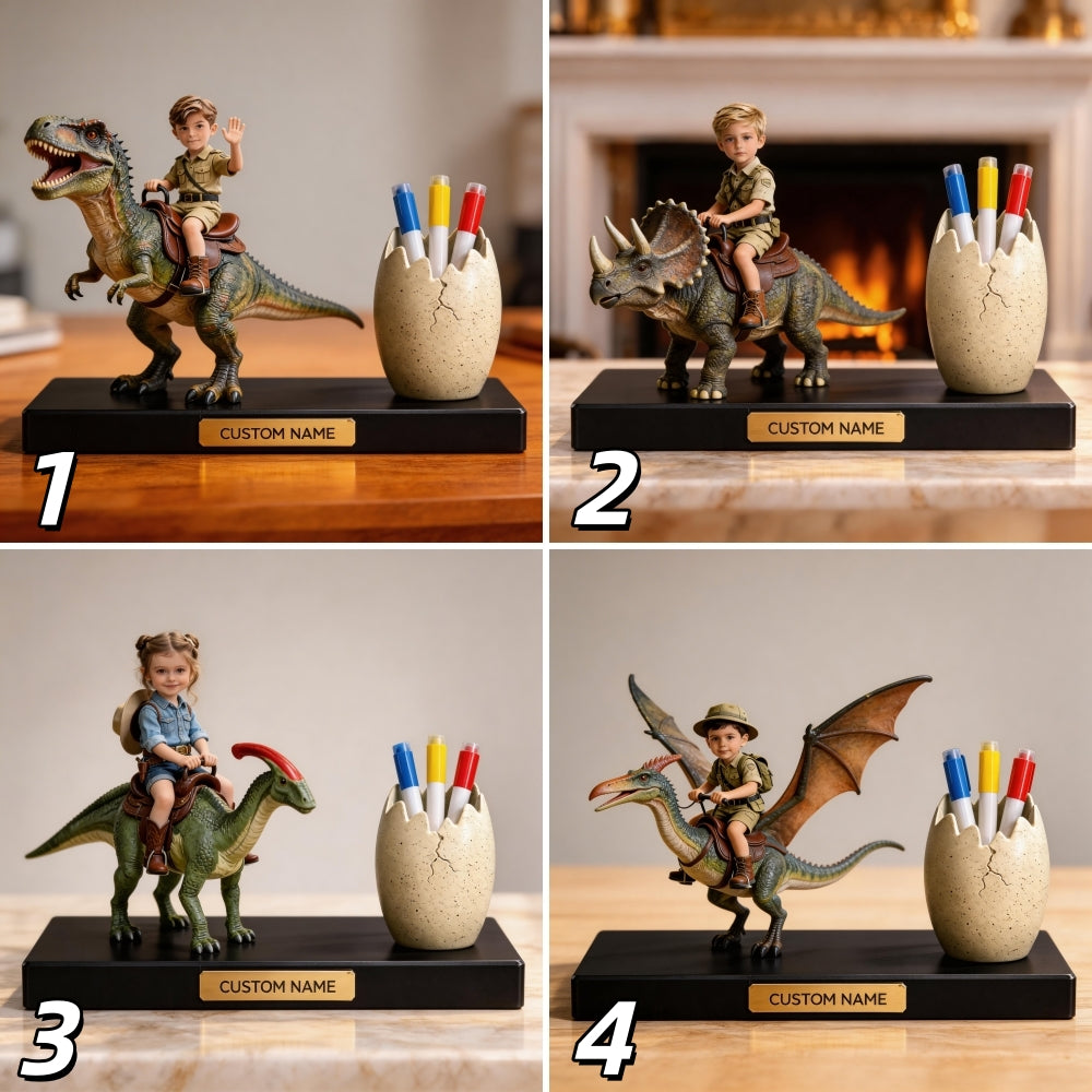 Personalized Dinosaur Rider Pen Holder Ornament