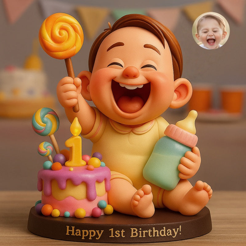 Custom Baby Birthday Themed Pixar Style Portrait Decorative Figurine