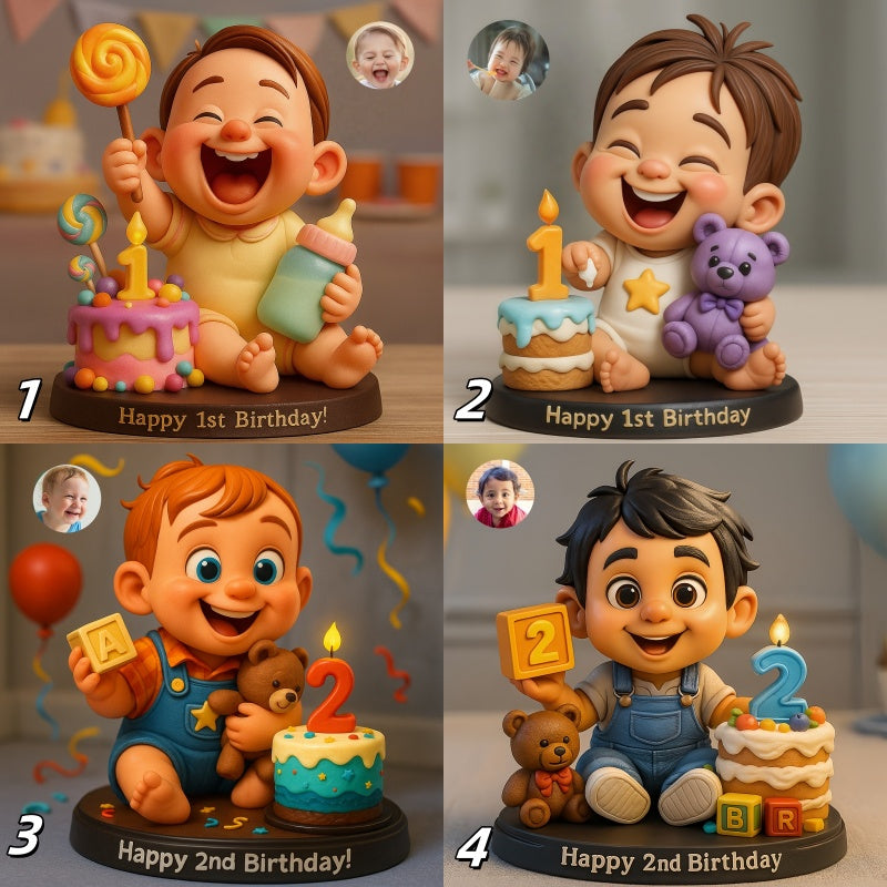 Custom Baby Birthday Themed Pixar Style Portrait Decorative Figurine