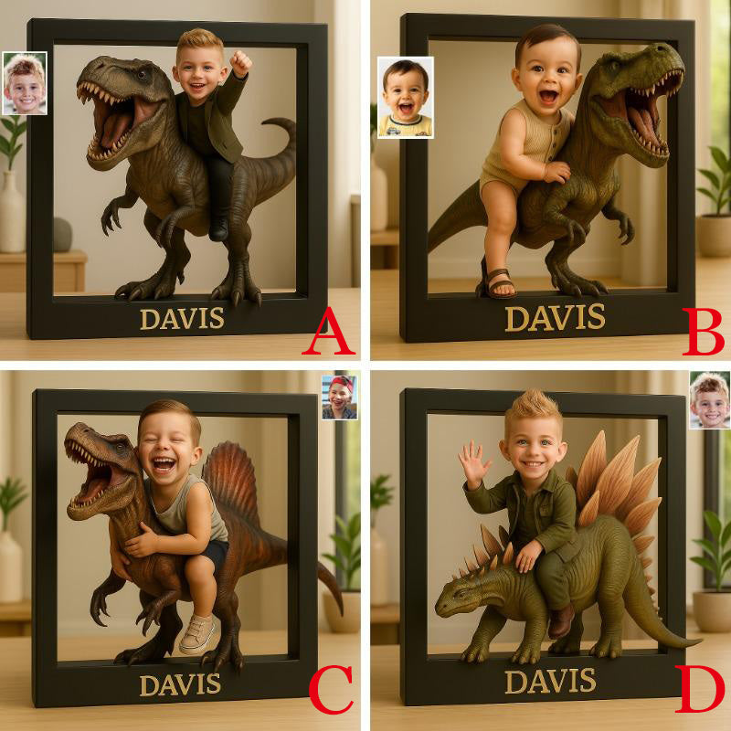 Personalized baby photo dinosaur keepsake frame