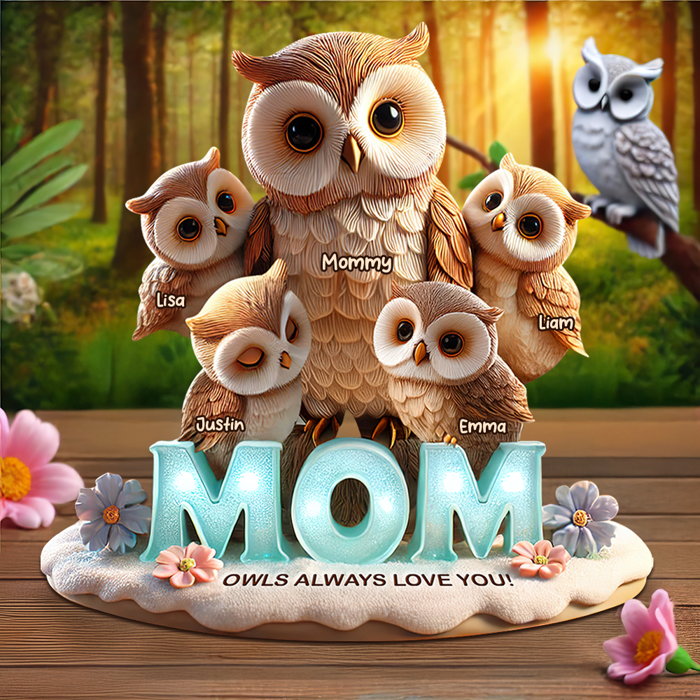 Owl Mom Plaque - Personalized Gifts For Mom 01hupu170425