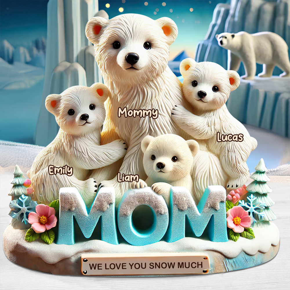 Polar Bear Mom Plaque - Personalized Gifts For Mom 02hupu170425