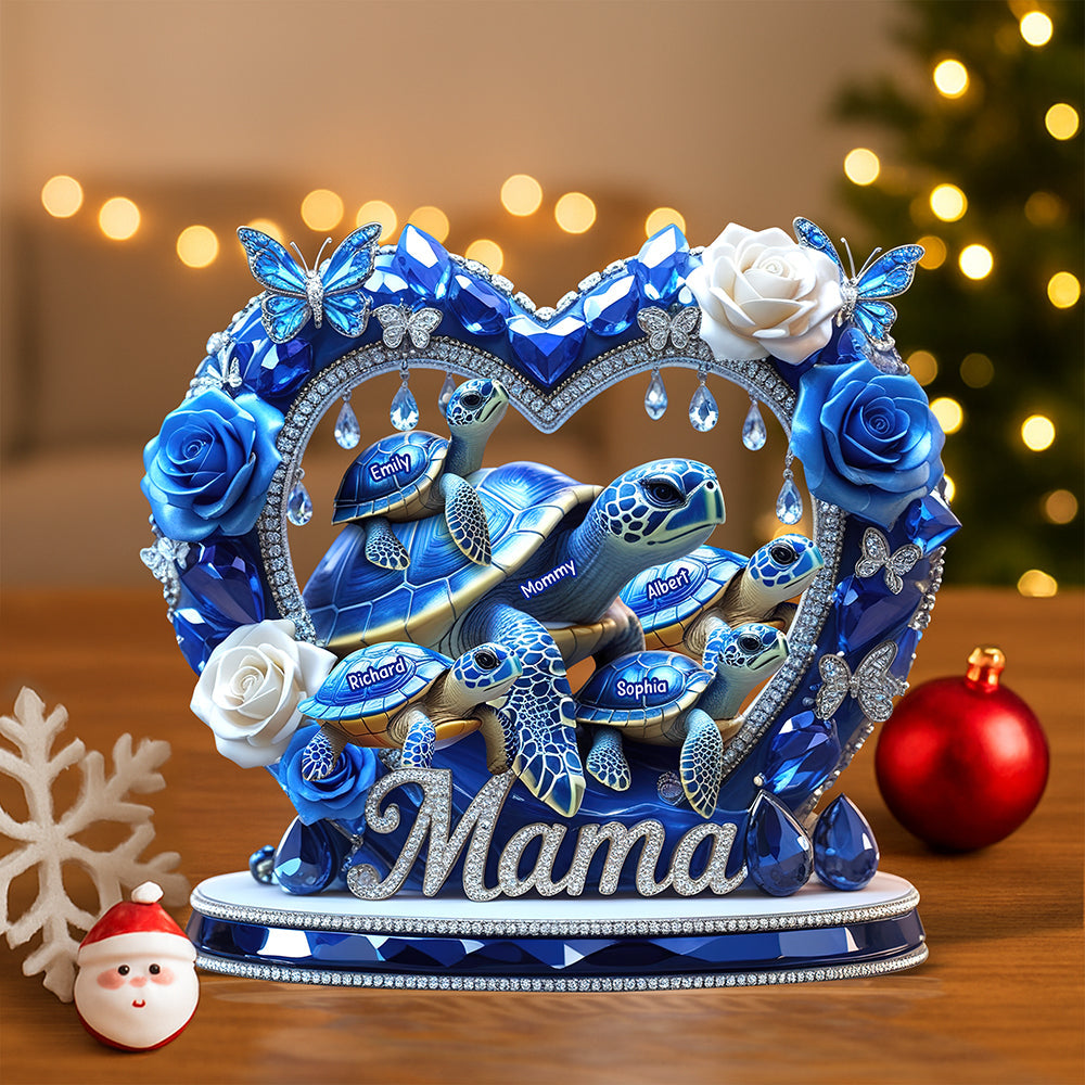 Sparkling Mama Turtle Plaque – Personalized Christmas Gifts For Mom 02XQQN240425