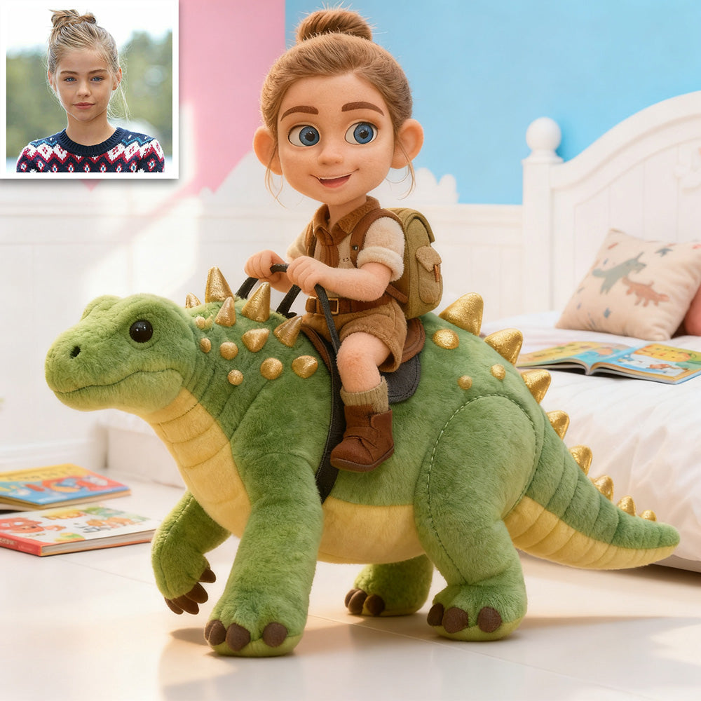 Customized Photo Pixar Style Dinosaur Knight Plush Toy Pillow