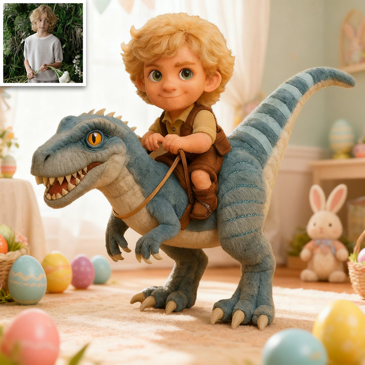 Customized Photo Pixar Style Dinosaur Knight Plush Toy Pillow