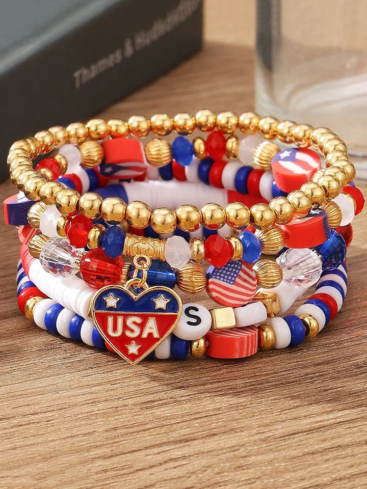 Independence Day Usa American Flag Bracelet