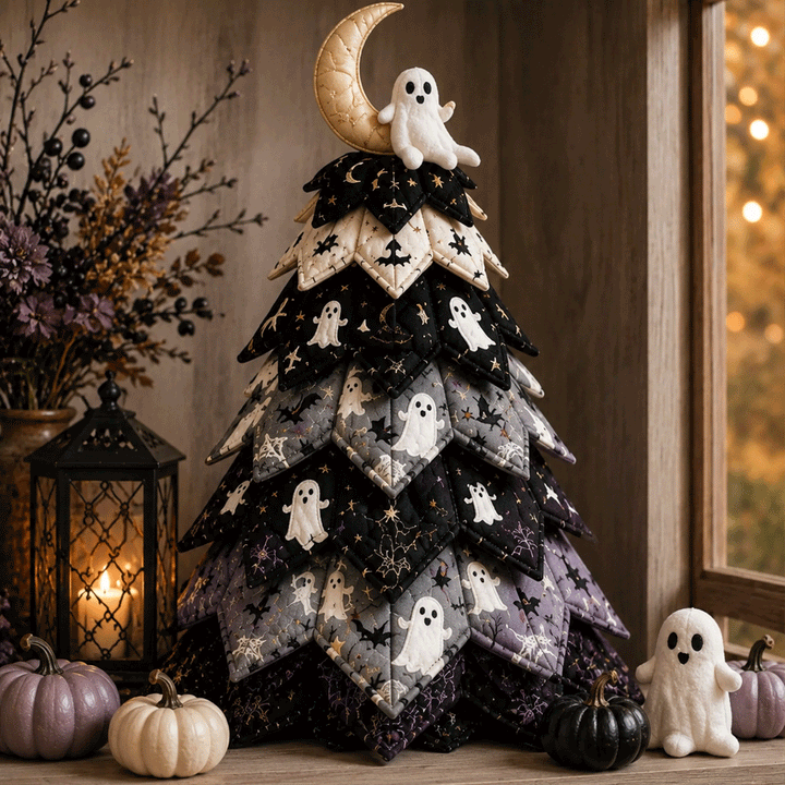 Ghost Moonlight - DIY Halloween Theme Quilted Fabric Tree Kit