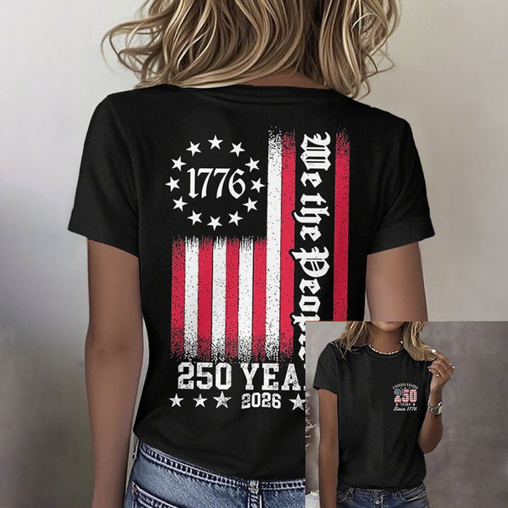 Women'S Independence Day 250Th Anniversary Printed Round Neck Short Sleeve T-Shirt