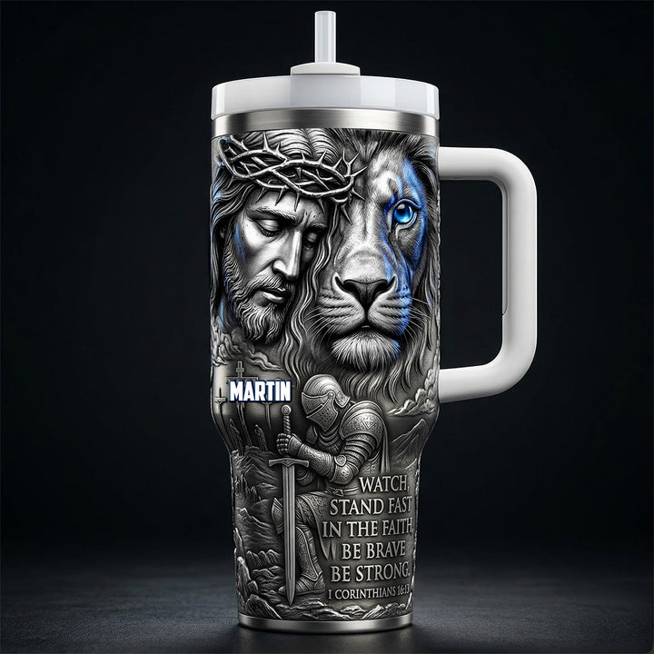 Jesus And Lion 40oz Tumbler - Personalized Gifts For Christians 04pamg200326