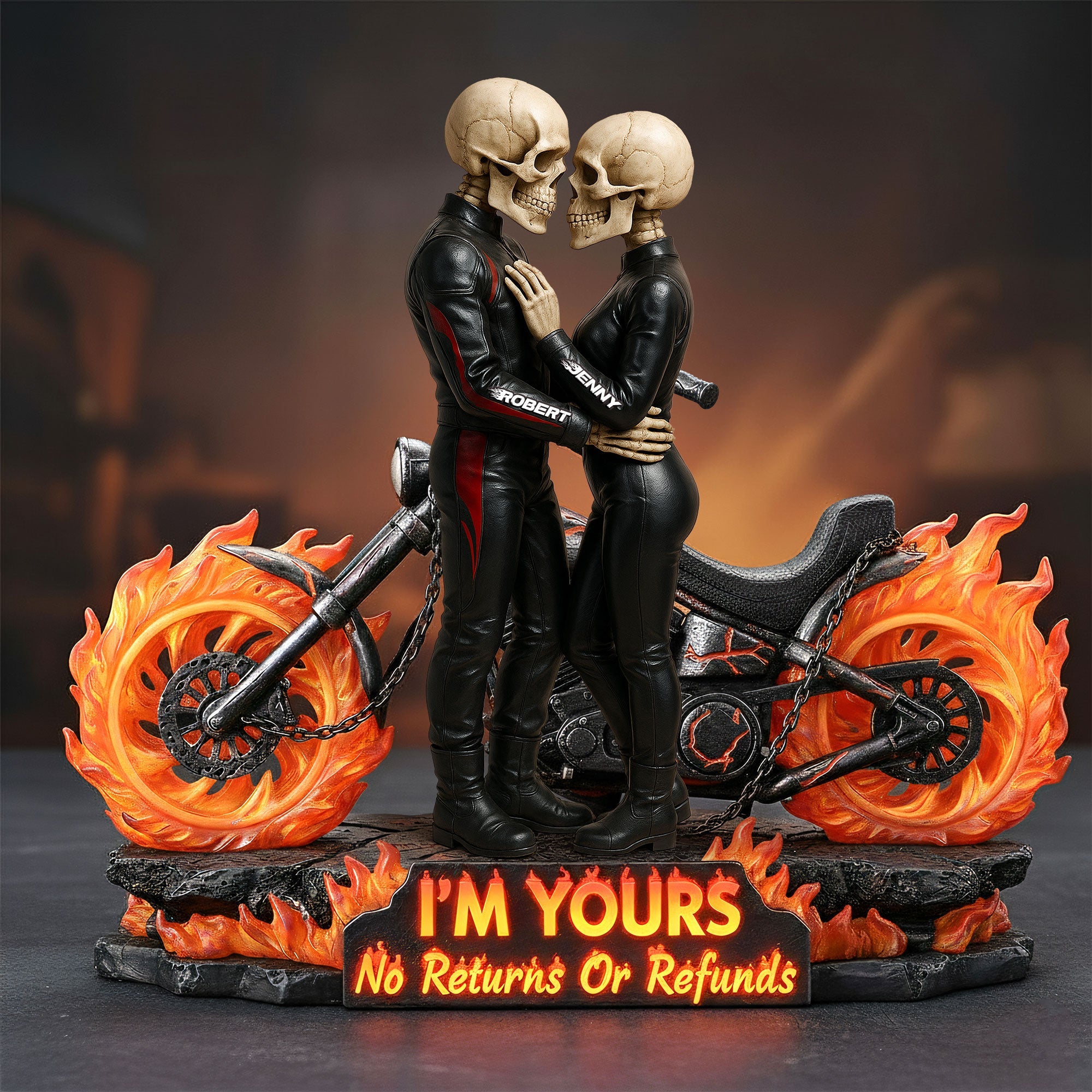 Biker Skeleton Couple Acrylic Plaque - Personalized Gifts For Couples 06toti161225