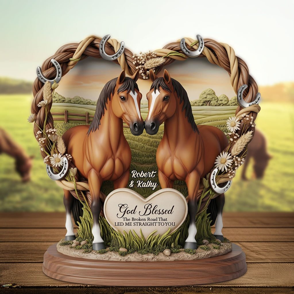 Horse Couple Plaque - Personalized Gifts For Couple 01nati140625