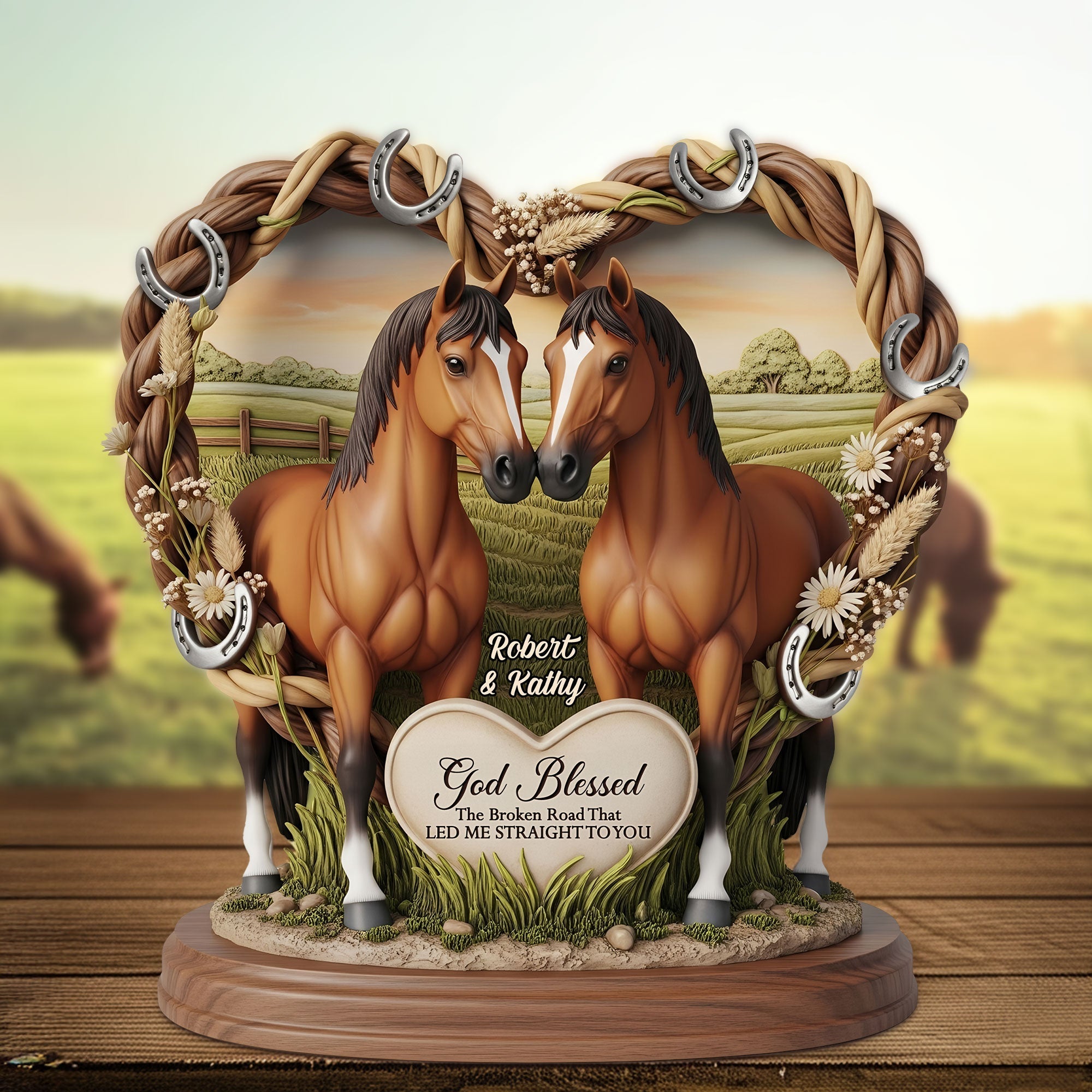 Horse Couple Plaque - Personalized Gifts For Couple 01nati140625