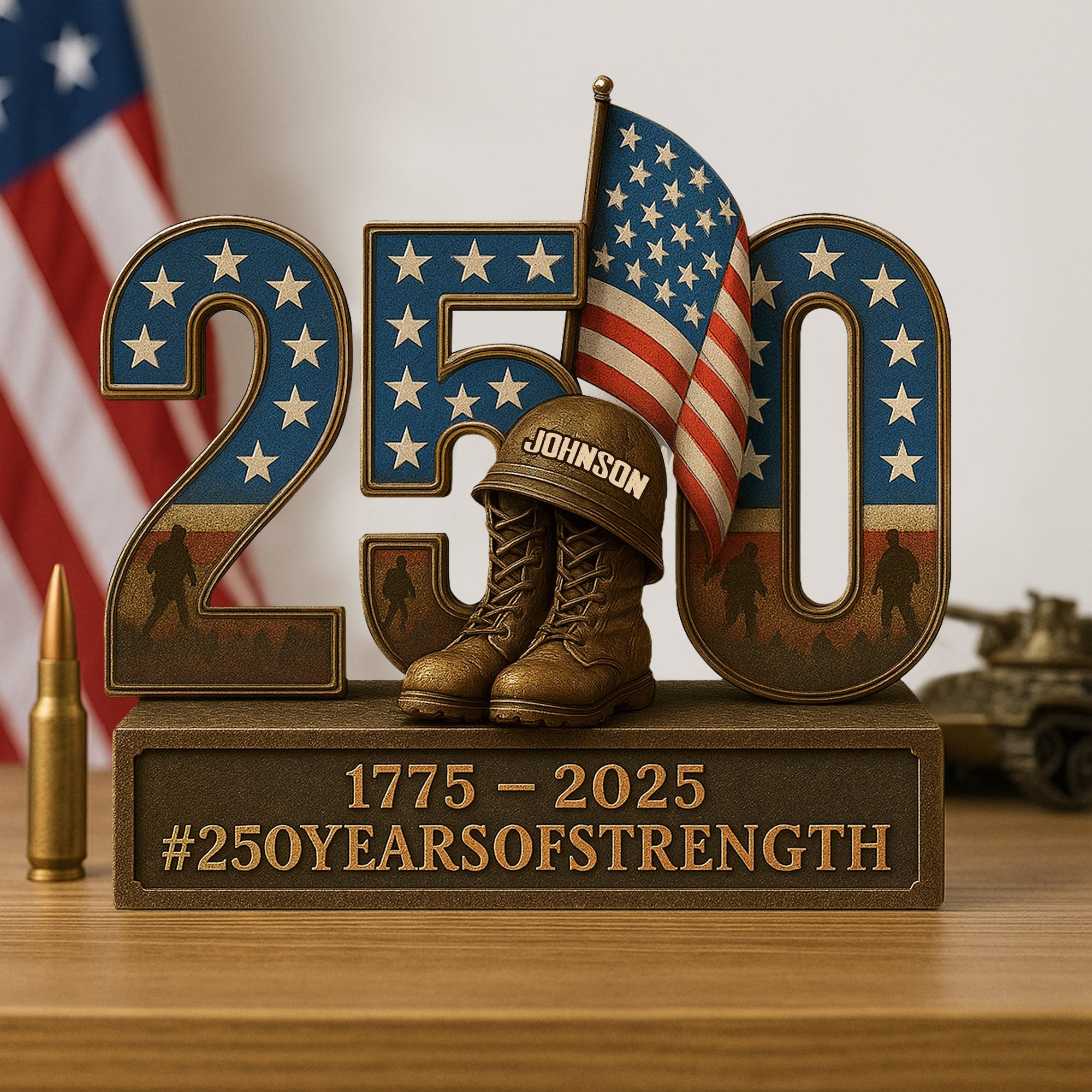 250 Years Of Strength Plaque - Personalized Gifts For Veteran 01pgti070725