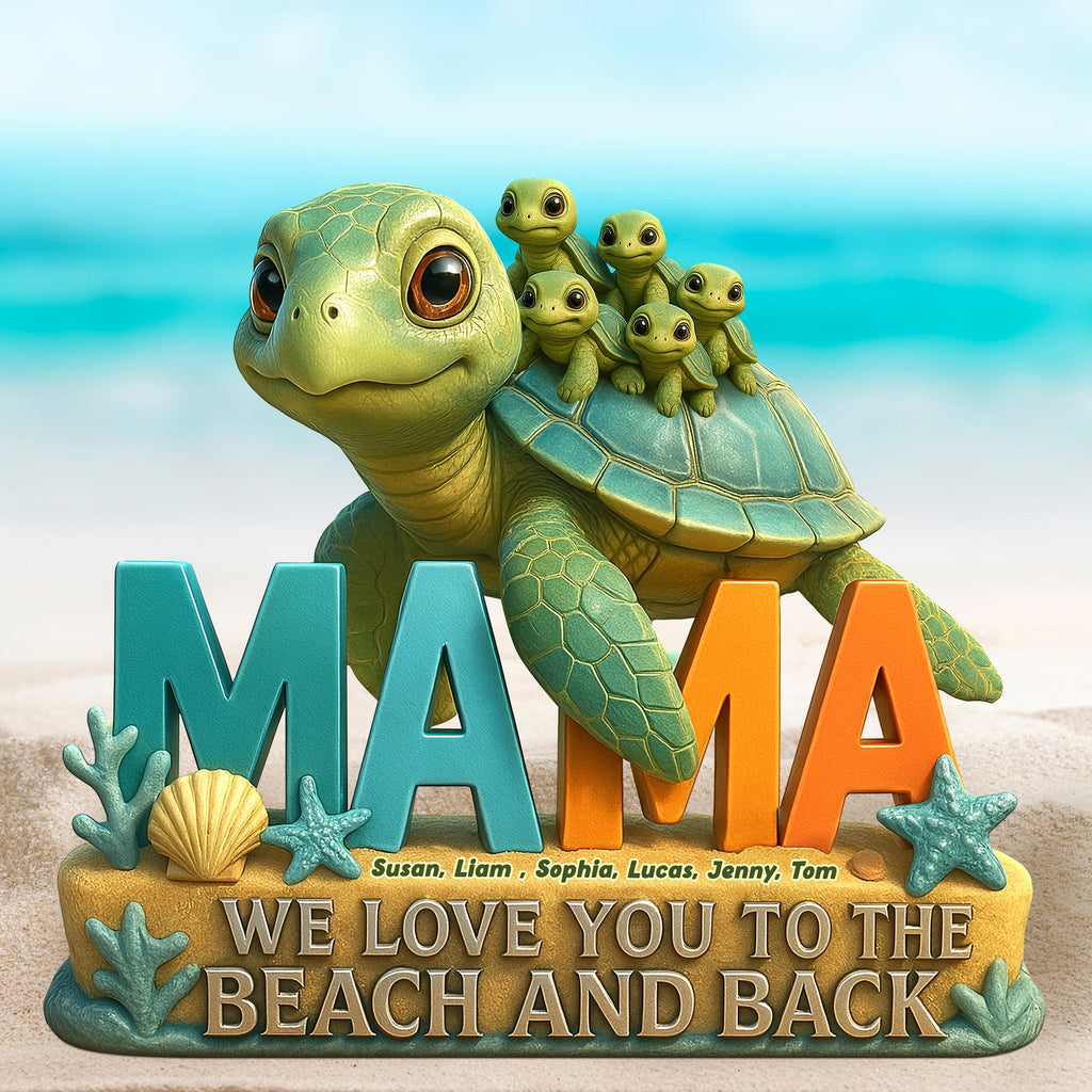 Turtle Mom Plaque - Personalized Gifts For Mother 05TGTI150425