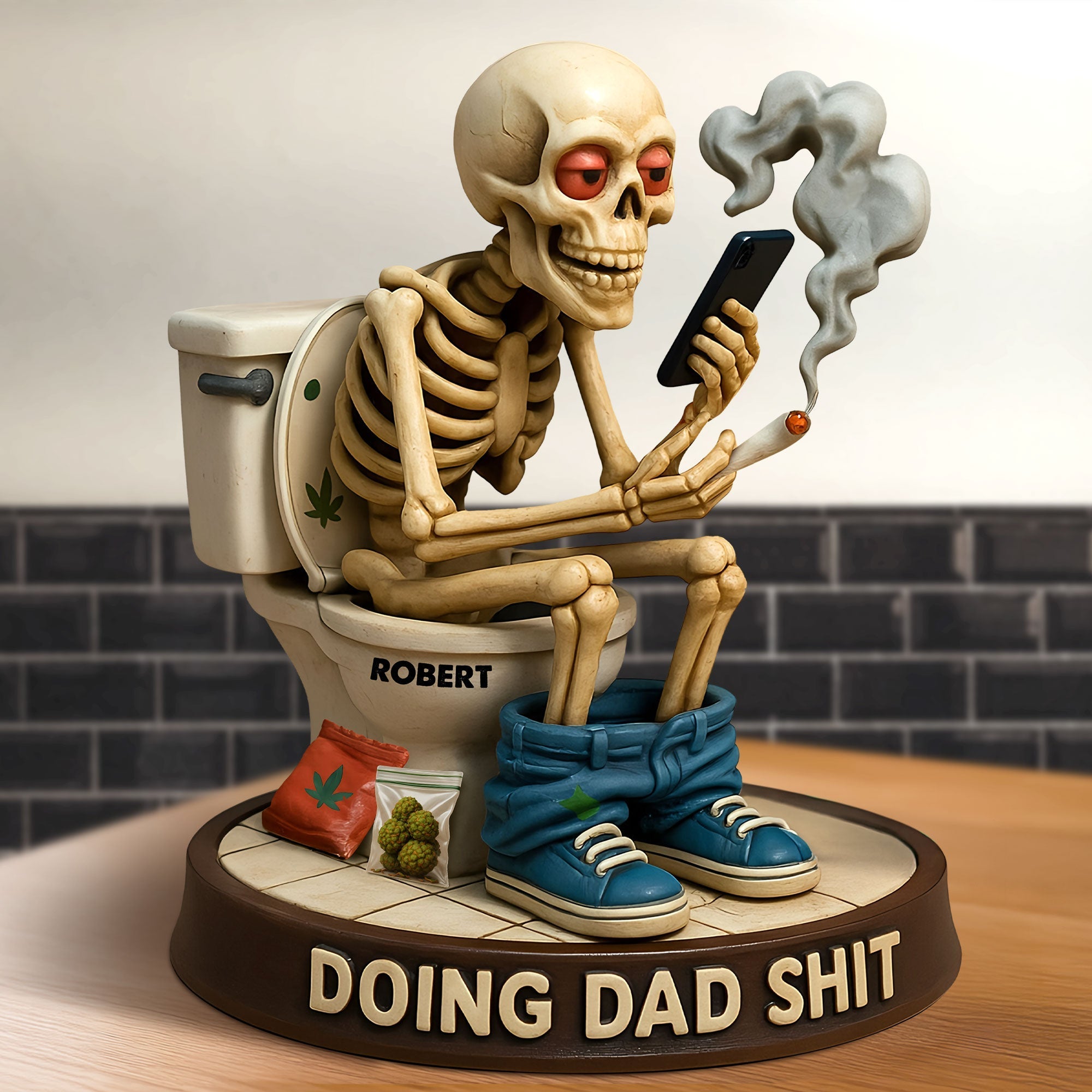 Skeleton Dad Doing Sh*t Plaque - Personalized Funny Christmas Gifts For Dad 04toti160525
