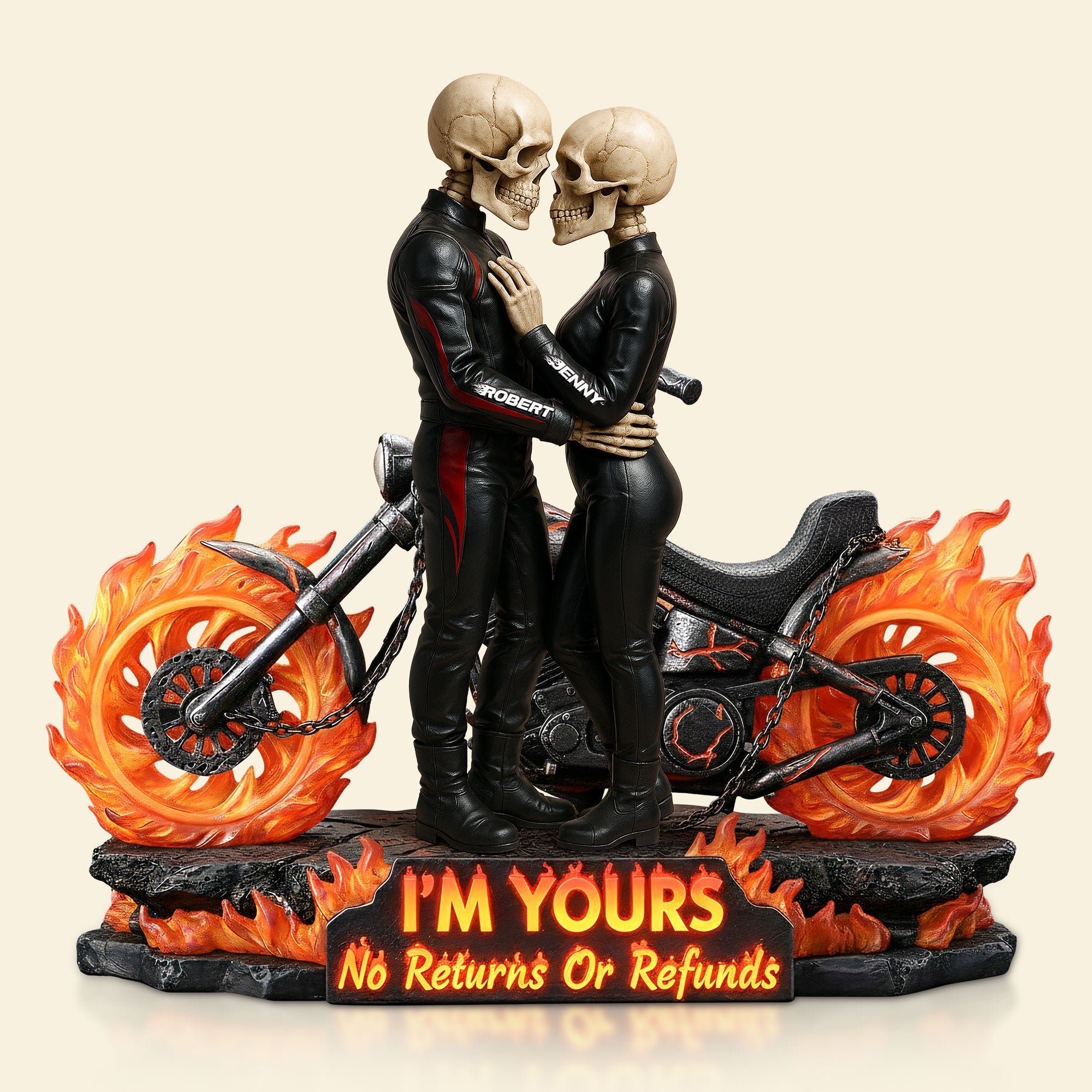 Biker Skeleton Couple Acrylic Plaque - Personalized Gifts For Couples 06toti161225