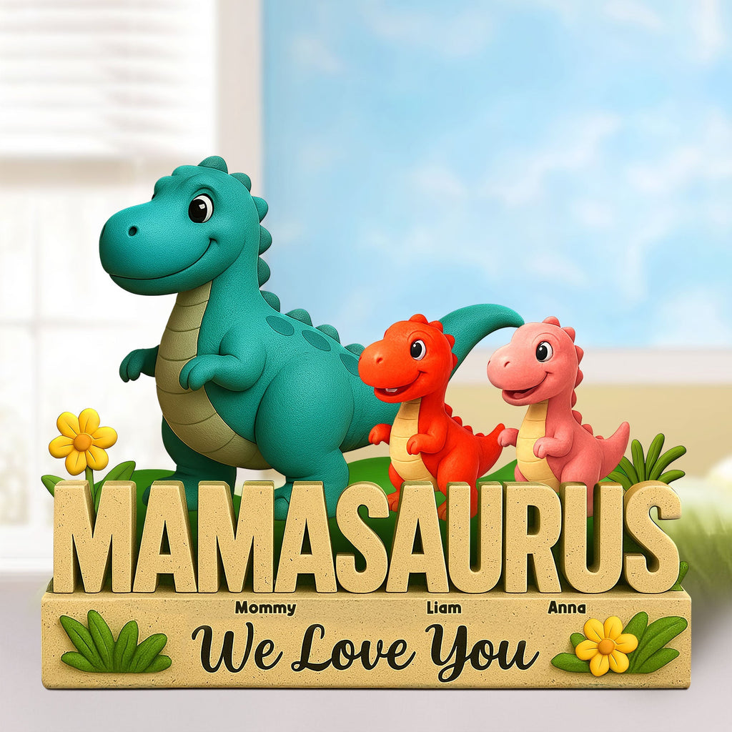 Personalized Gifts For Mom Plaque Dinosaur Mama And Little Ones 04nati150425