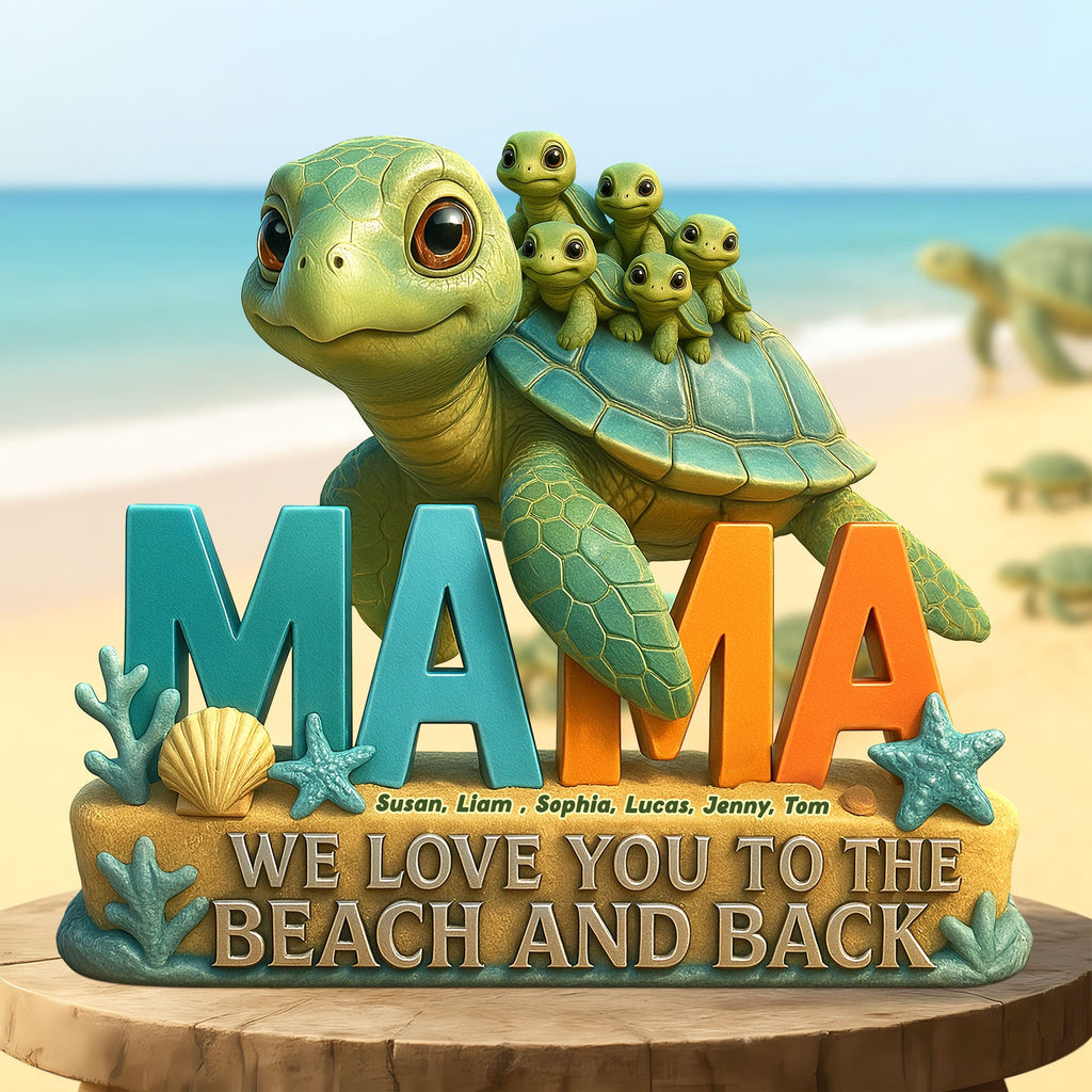 Turtle Mom Plaque - Personalized Gifts For Mother 05TGTI150425