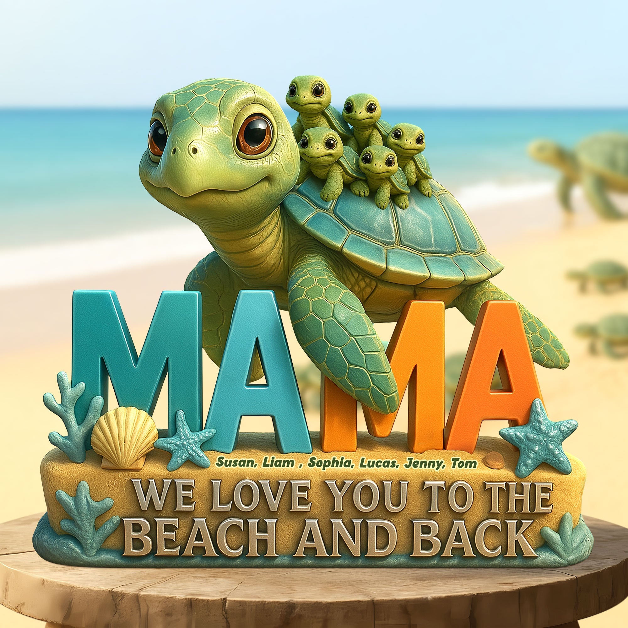 Turtle Mom Plaque - Personalized Gifts For Mother 05TGTI150425