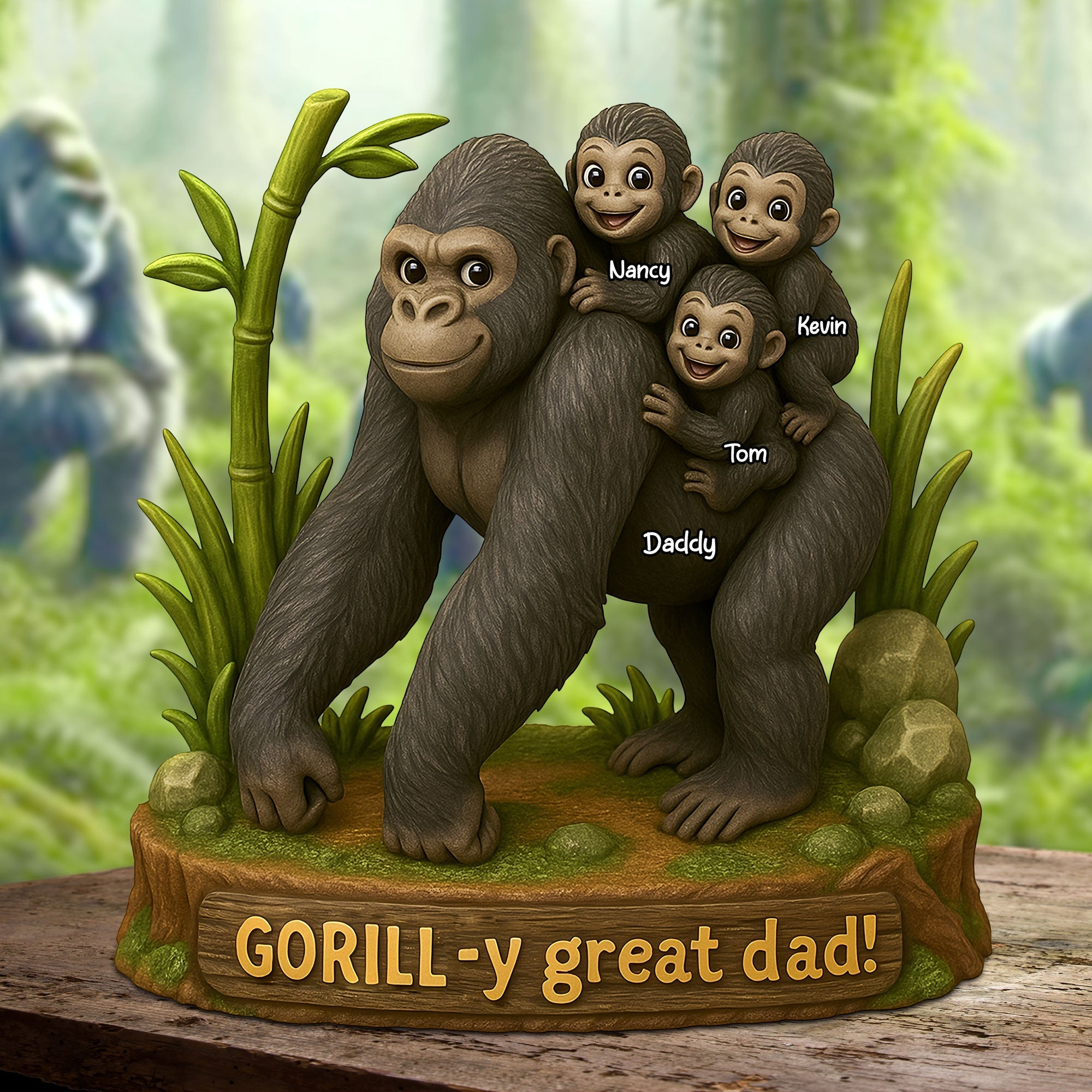 Gorilla Dad Plaque - Personalized Gifts For Dad 01nati120525