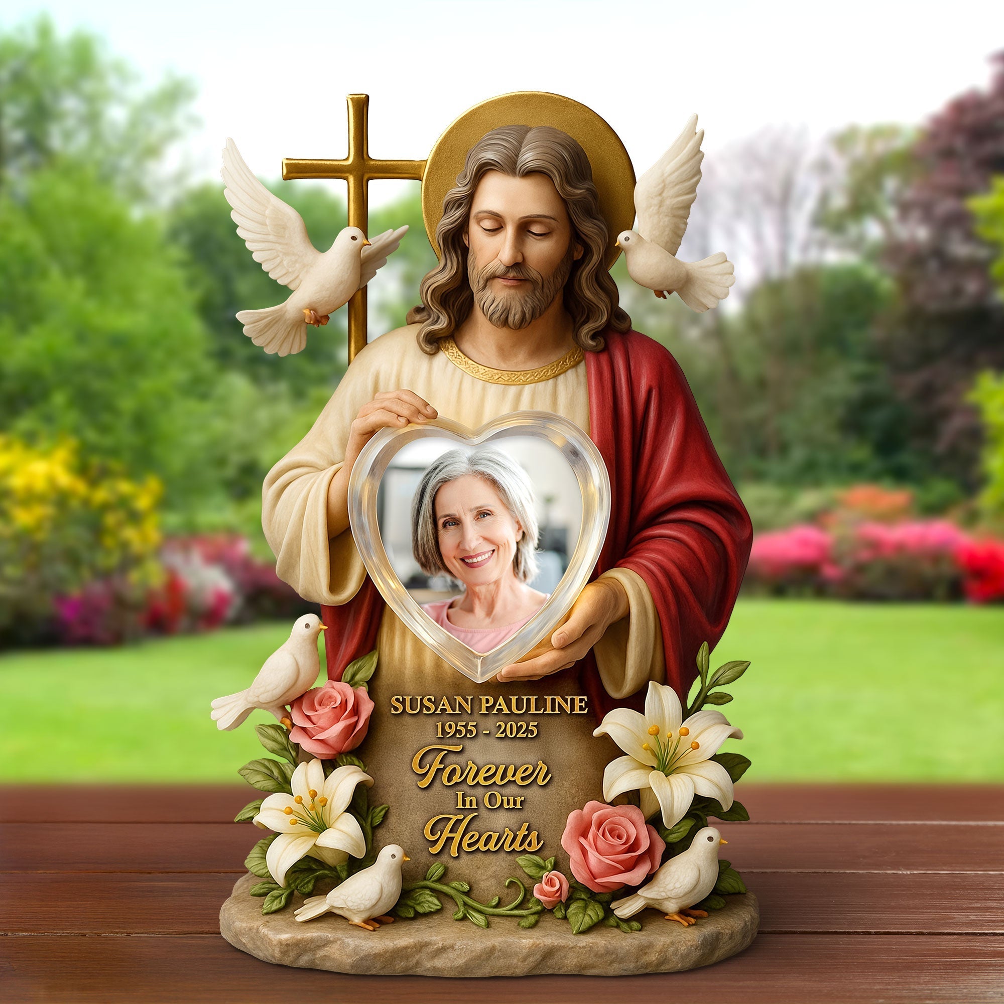 Memorial Jesus Plaque - Custom Photo Gifts For Jesus Lovers 01huti030625