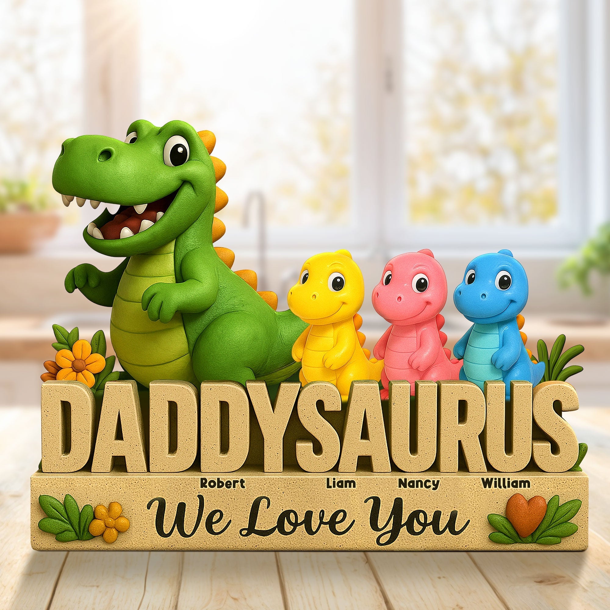 Dinosaur Dad Plaque - Personalized Gifts For Dad 01nati160425