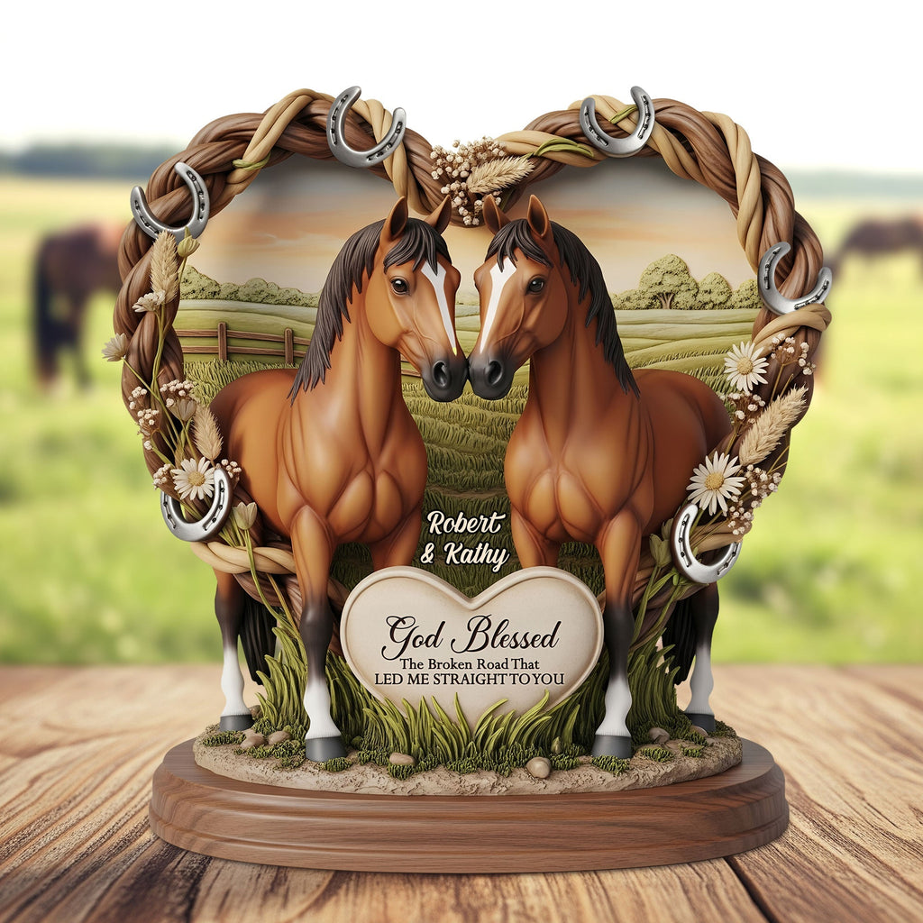 Horse Couple Plaque - Personalized Gifts For Couple 01nati140625
