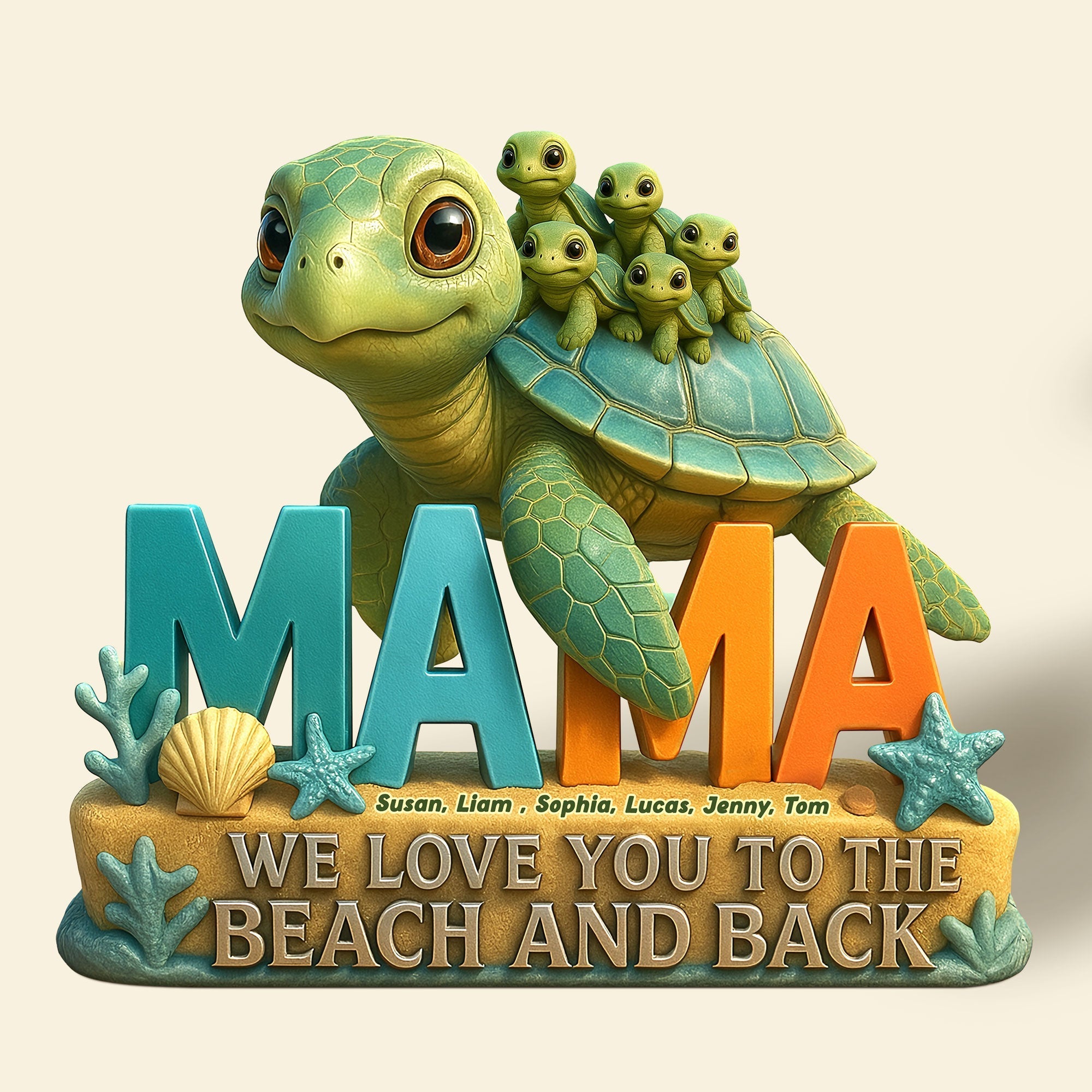 Turtle Mom Plaque - Personalized Gifts For Mother 05TGTI150425