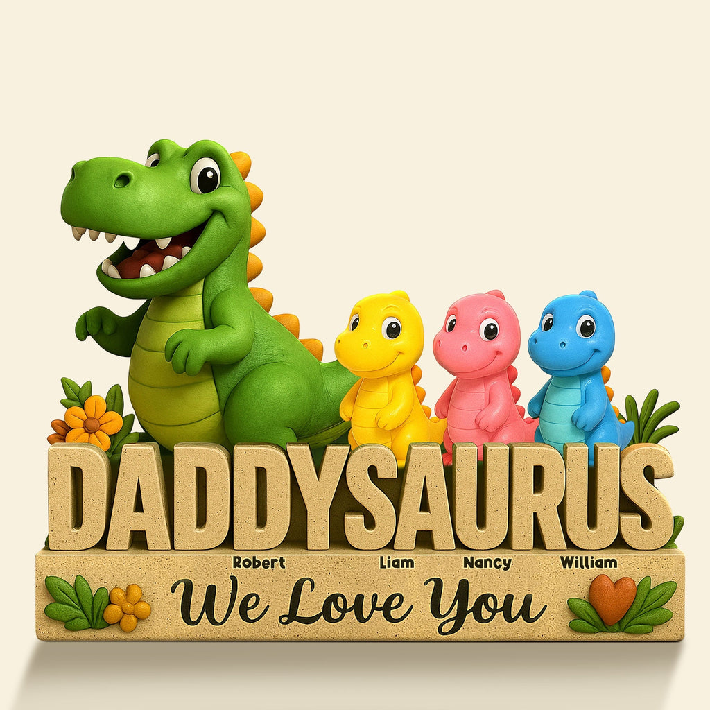 Dinosaur Dad Plaque - Personalized Gifts For Dad 01nati160425
