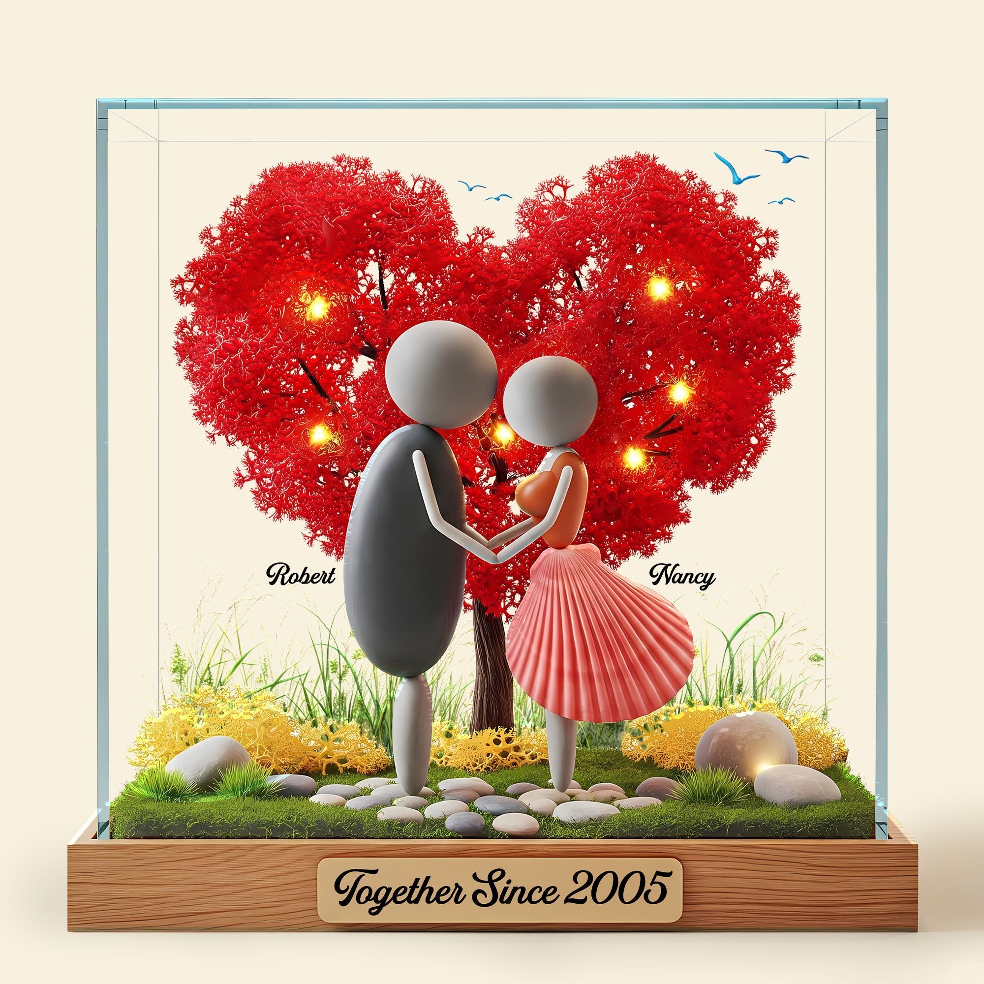 Pebble Couple Plaque - Personalized Gifts For Couple 01nati020625