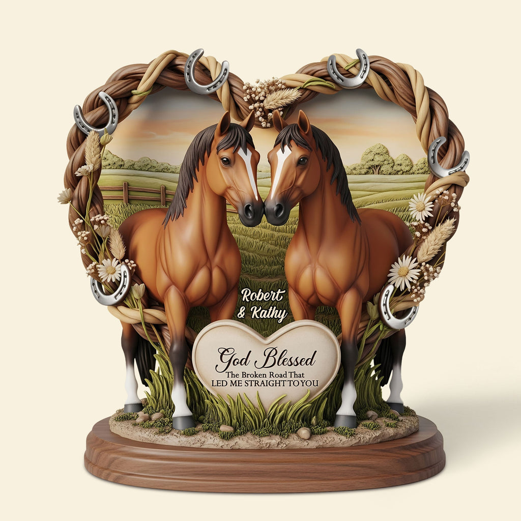 Horse Couple Plaque - Personalized Gifts For Couple 01nati140625